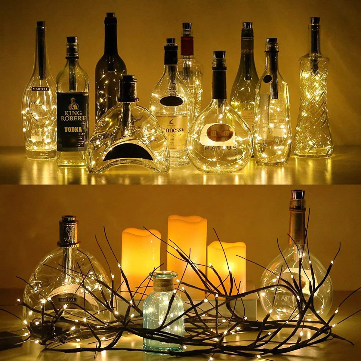 Solare Luci Stringa per Bottiglia di Vino, ALED LIGHT 10 Pack Bianco Caldo Luci Solari Lights LED Lampade Filo di Rame Catena Luminosa Luce Decorazione Interni Esterni per Festa Matrimonio DIY Regalo