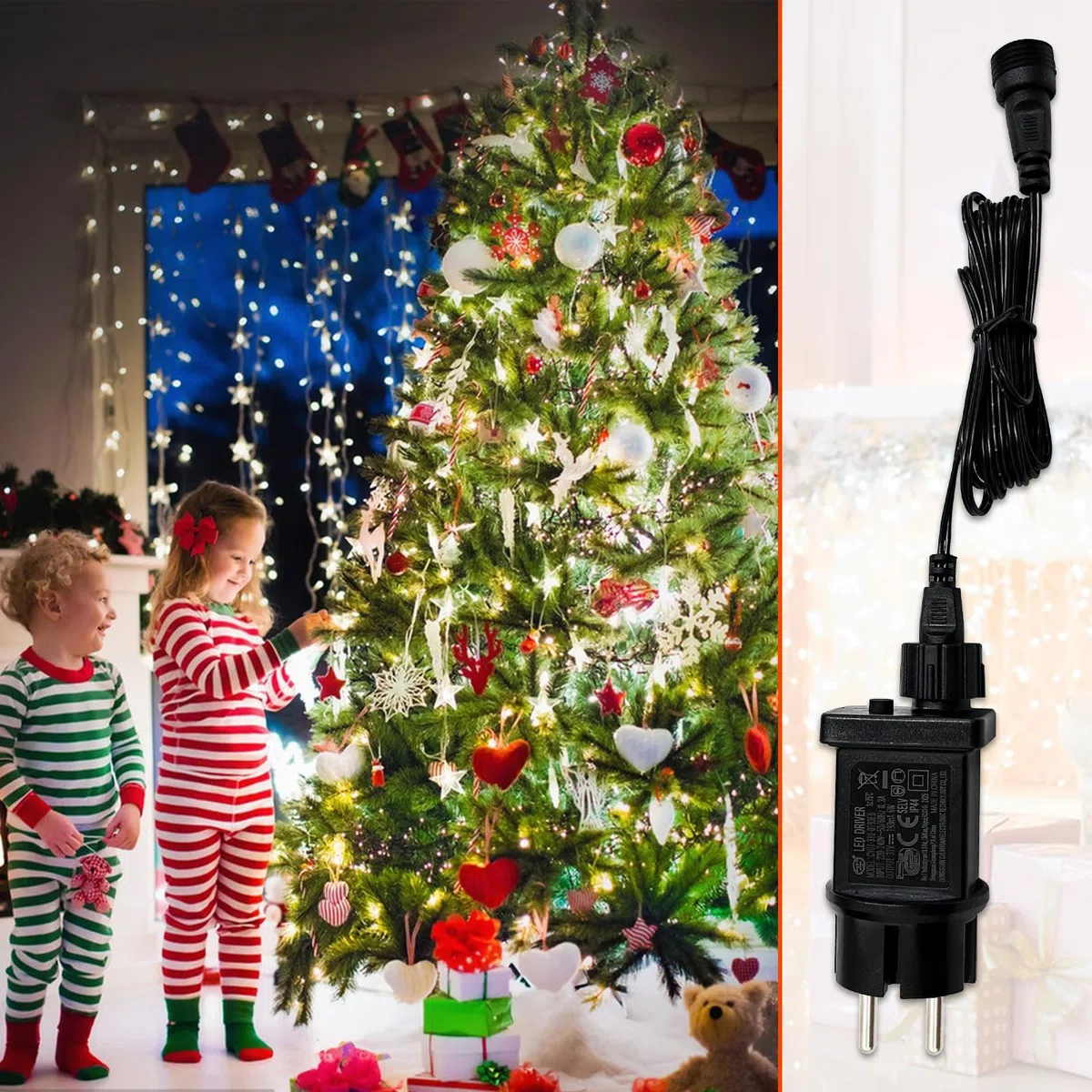 31V 6W LED Power Supply, con Cavo di Estensione IP44 LED Transformer Driver per Adattatore a Bassa Tensione per Luci di Natale, Luci Fatate