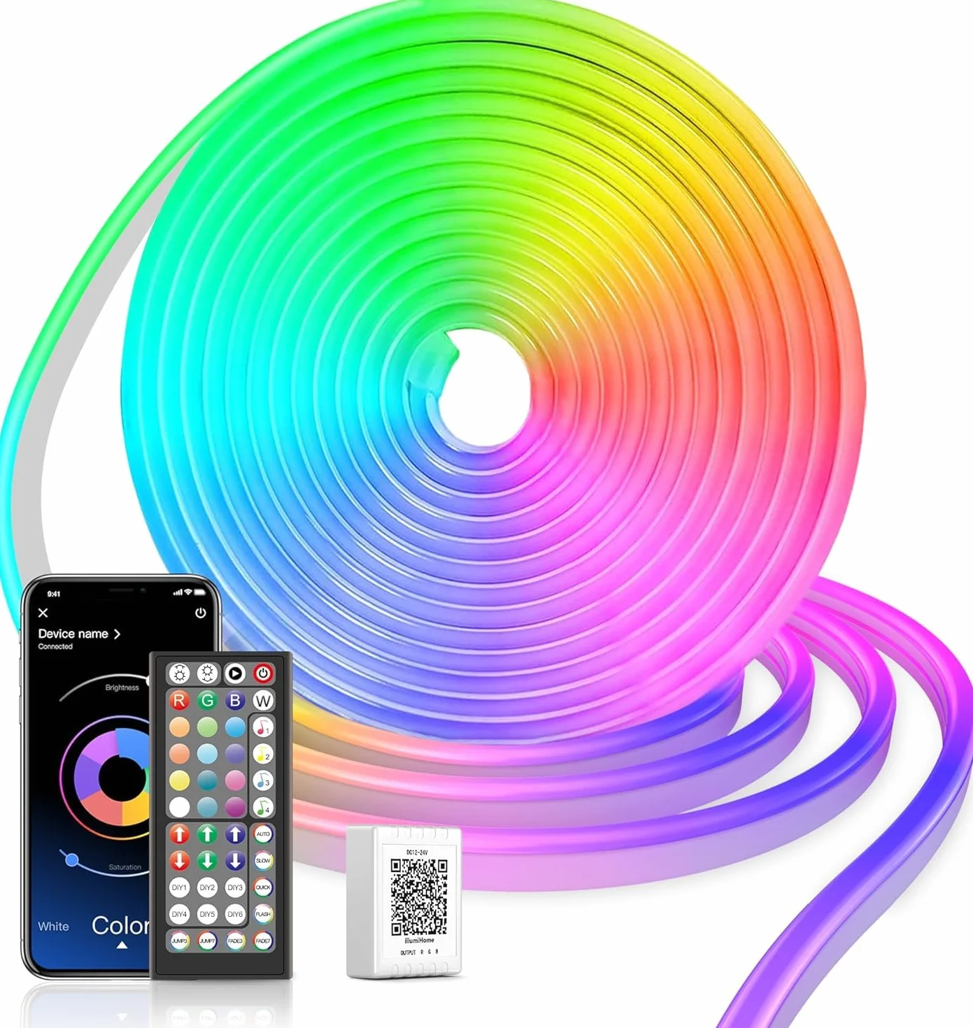 Macchiatto Neon LED Striscia 5M, DIY RGB Striscia LED Camera con App/Telecomando, Sync Musica, Impermeabile per Interni, Esterni, Decorazione Camera da Letto Gaming