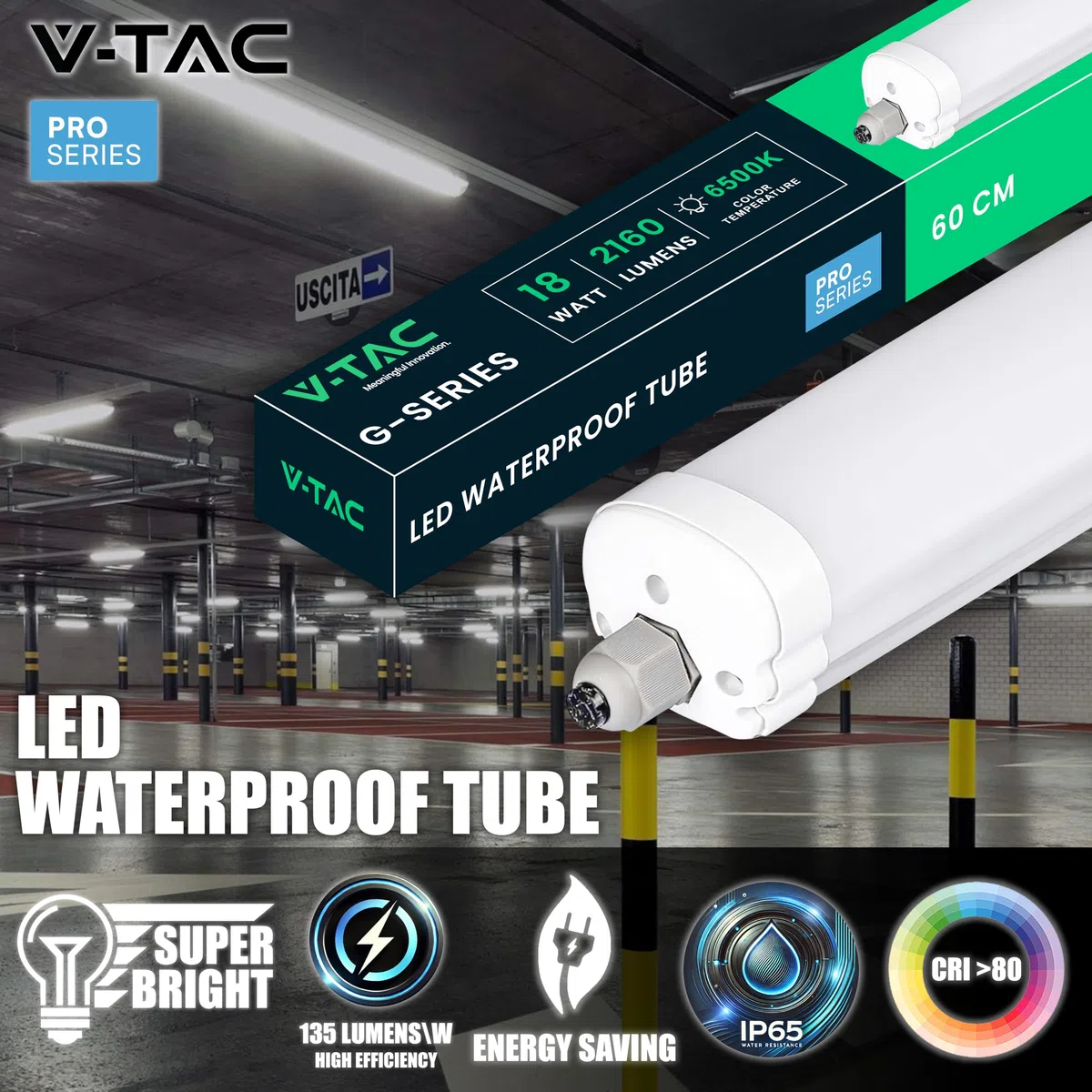 V-TAC Plafoniera LED Impermeabile 60 CM