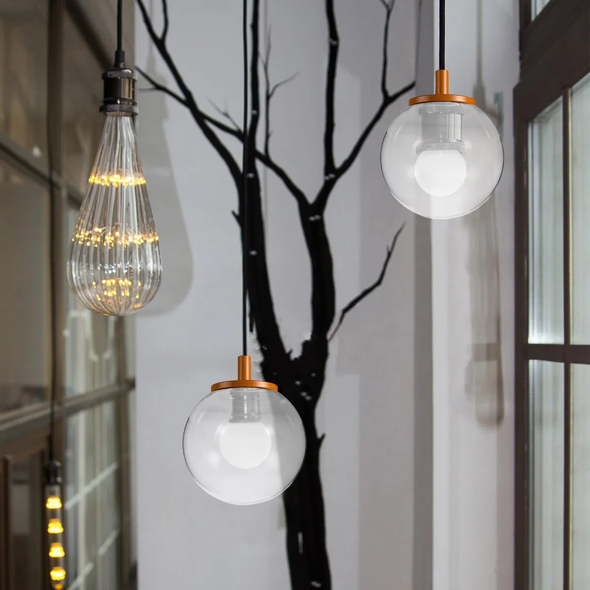 ULTECHNOVO Paralume in Vetro Rotondo Sfera 15cm per Lampada a Sospensione, Facile da Pulire e Resistente alla Polvere, per Soggiorno e Casa Contemporanea