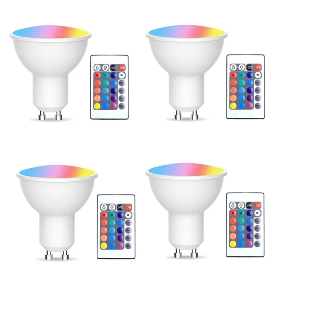 4 Lampadine Gu10 e 1 con Funzione di Memoria, 17 Colori Cambianti, 4 Dinamiche modalità di Illuminazione. Spotlight