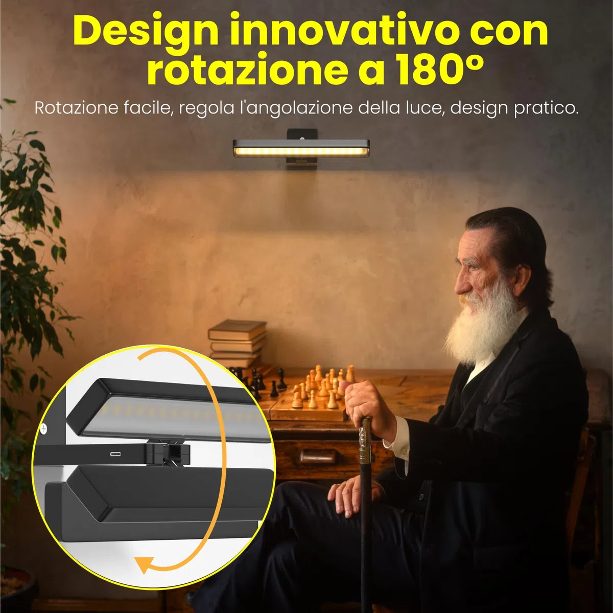 Luce per Quadri Senza Fili, Lampada da Parete Ricaricabile con Telecomando, 3 Temperature di Colore, 10 Livelli di Luminosità Regolabile, Timer, per Dipinti, Specchio e Freccette