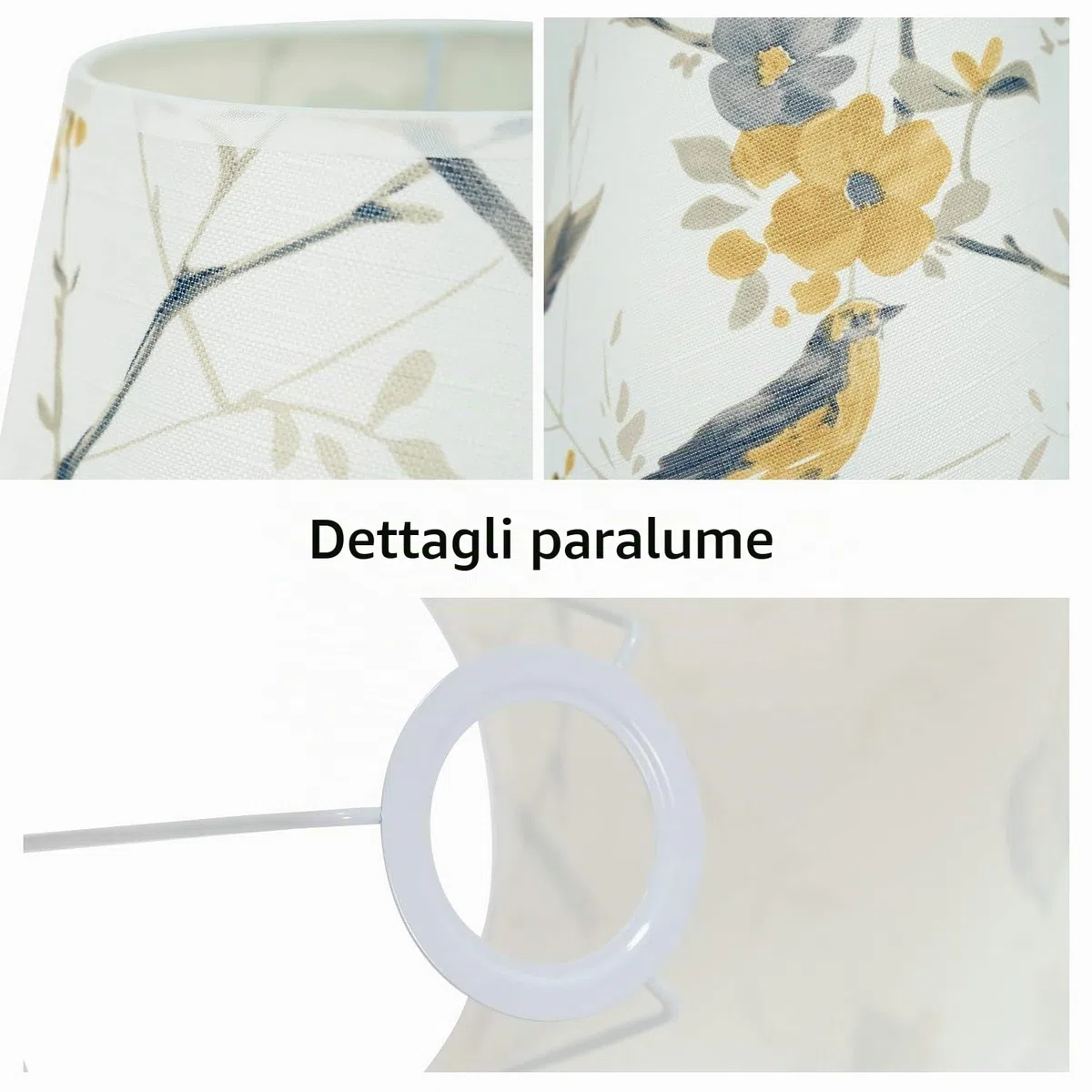 DULEE Paralume Superiore 5 x Altezza 6.5 x Inferiore 7.5 inches E27 E14 Holder Table Paralume Fatto a Mano Tessuto Paralume da Tavolo Paralume da Terra,Bird
