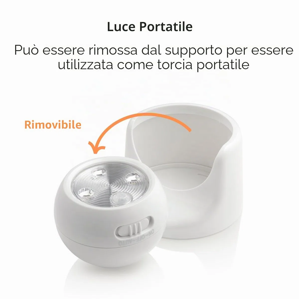 Auraglow Luce LED di Sicurezza A Batteria Ad Attivazione Con Movimento Con Sensore PIR Removibile Cordless
