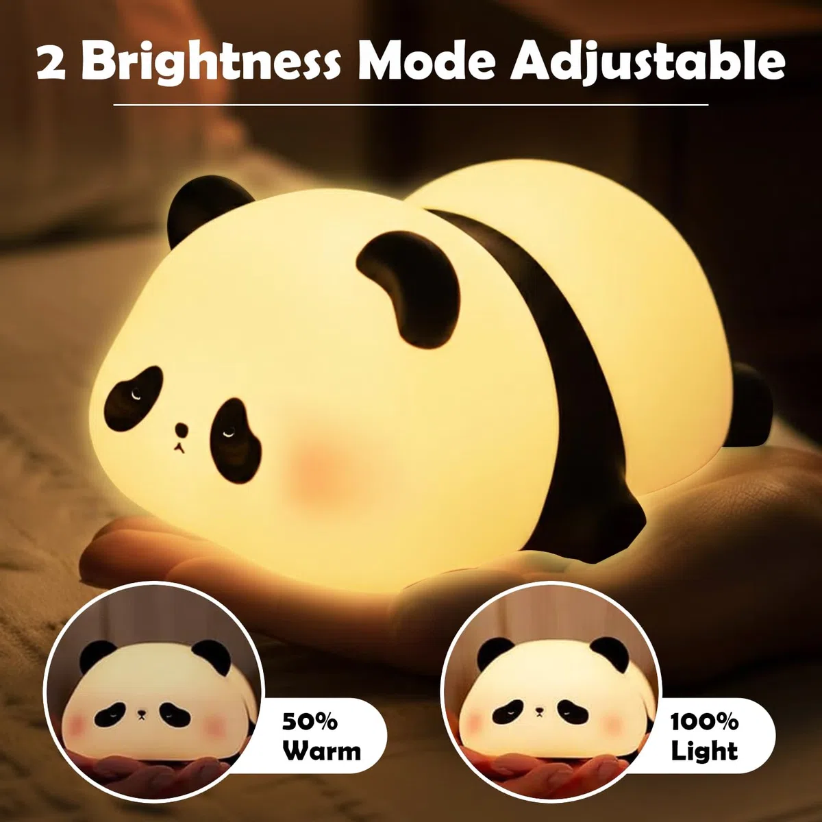 LEIGHT Luce Notturna per Bambini, Lampada LED Ricaricabile Touch con 3 Modalità di Luce (Sonno, Soft, Intensa), Lampada da Comodino per Camera, Regalo per Neonati e Bambini - Luce notturna del panda