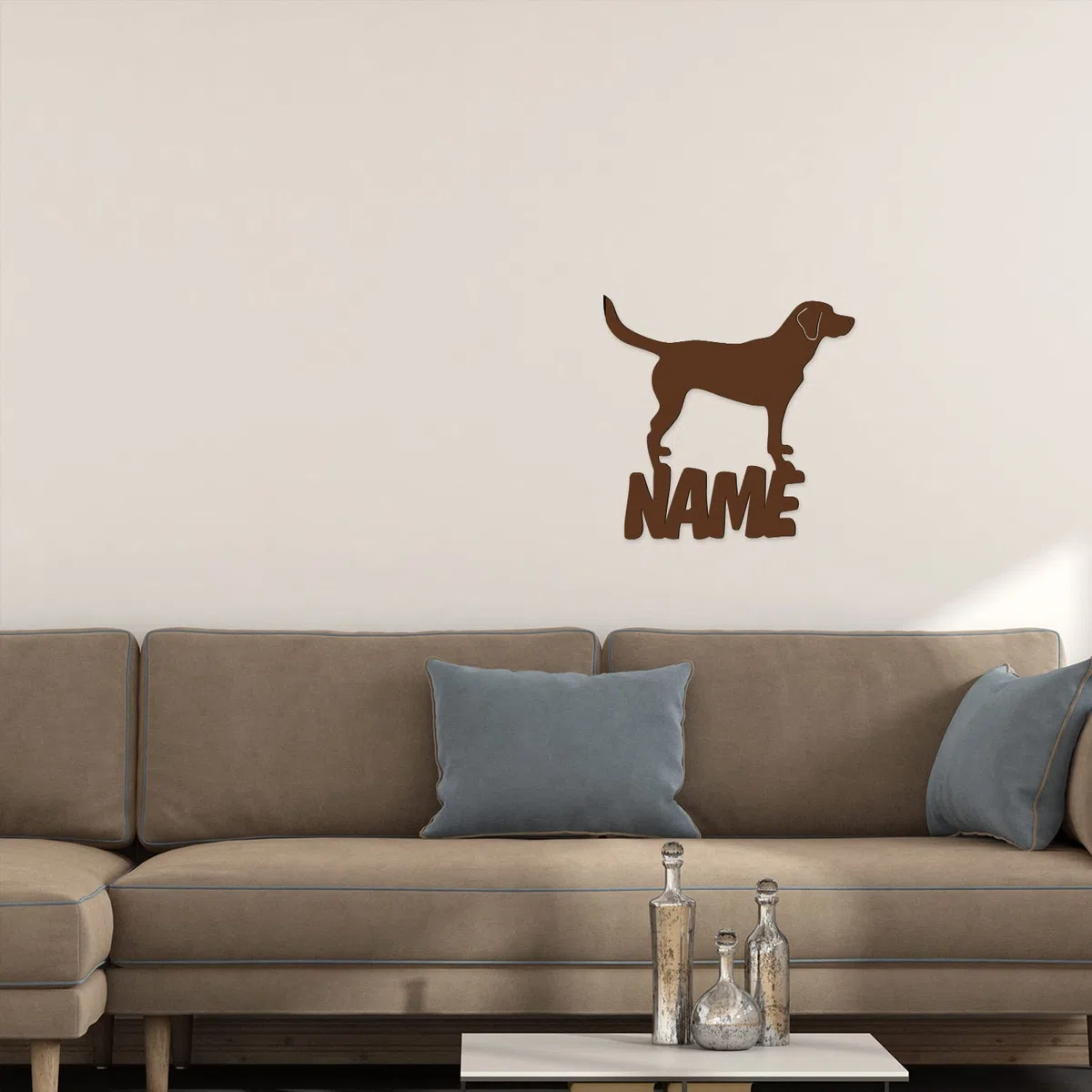 Schlummerlicht24 Snooze licht24 LED Labrador Cane lampada decorativa notte luce lampada con nome di N – Accessori regalo insolito e per tutti gli appassionati di cani Cane Cucciolo di N in Nero