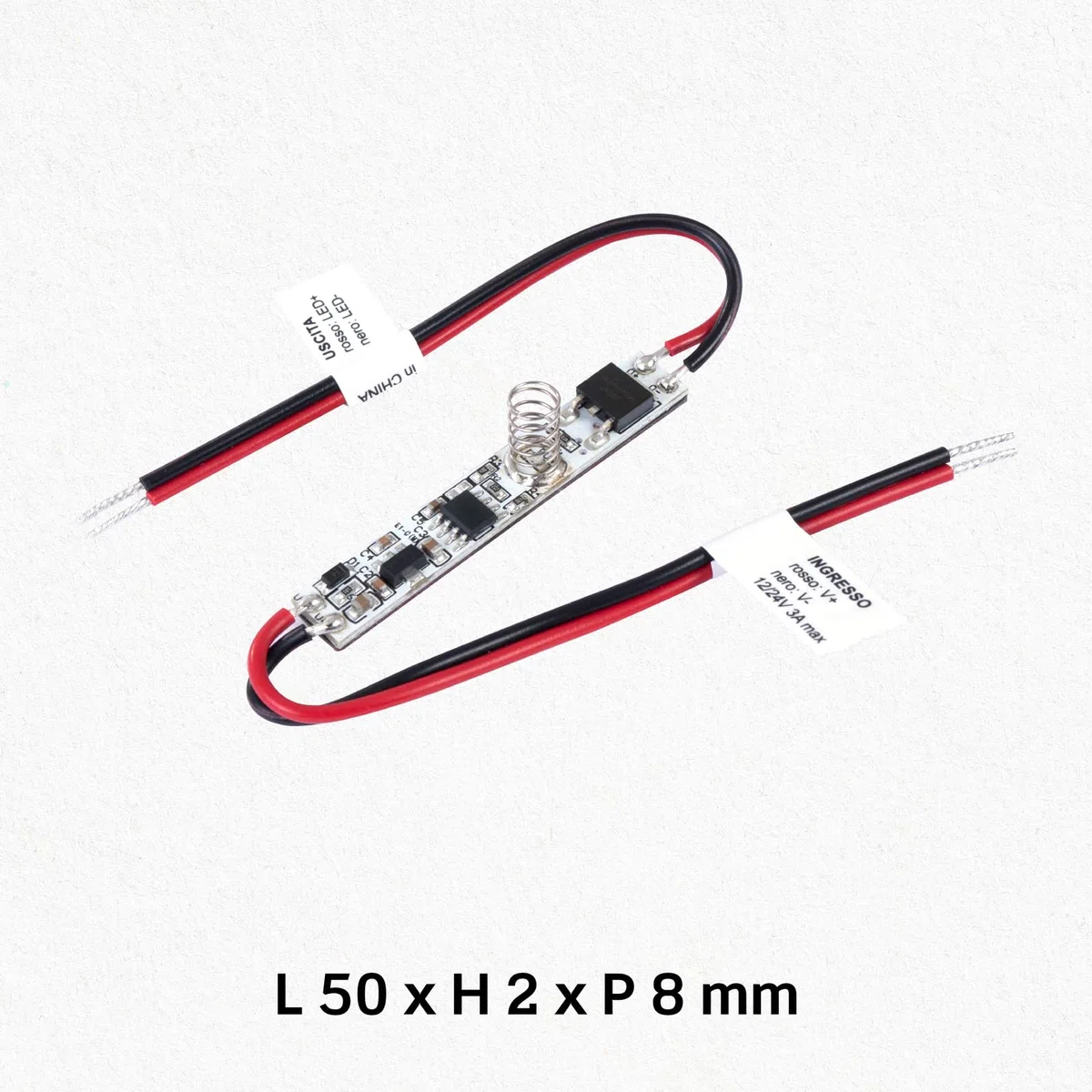 Eurocali Modulo Controller Dimmer Touch per Strisce LED Monocolore da 12V e 24V - Tecnologia Touch Regola intensità luminosa