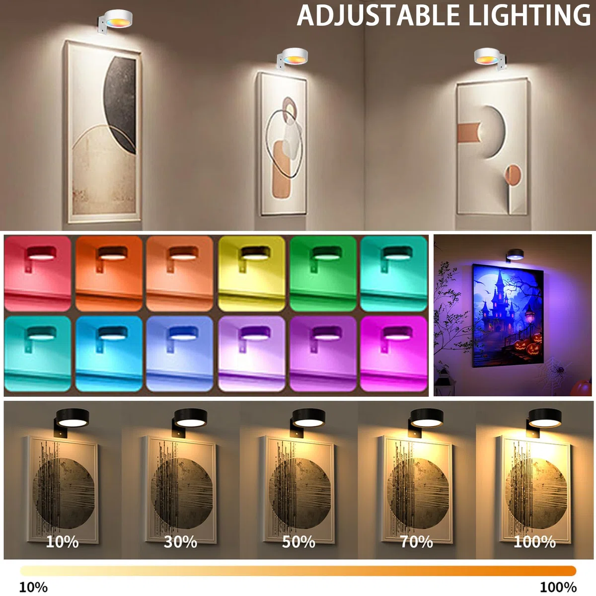 LUKIUP 2 Pezzi Ricaricabili Luce per Quadri Senza Fili con Telecomando, 2600mAh Faretti LED Ricaricabili Quadris Lampada, Luci per Quadri Applique Quadro Luci per Esposizione Pittura Vetrina （Bianco）