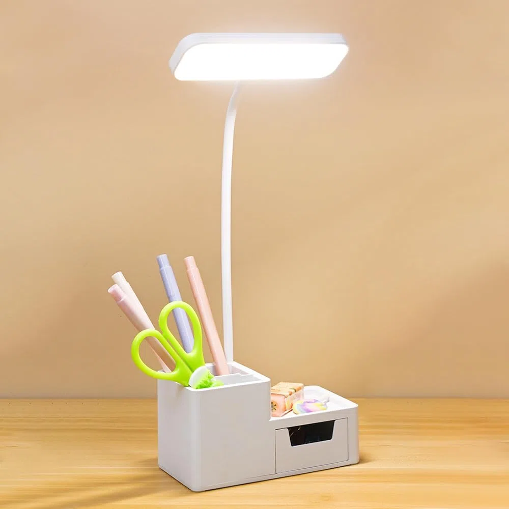 Lampada da Scrivania a LED Bambina, Lampada da Tavolo Ricaricabile USB, Luce da Lettura con Interruttore Touch e Portapenne per Studiare e Leggere, 3 Modalità di Illuminazione e 3 Luminosità