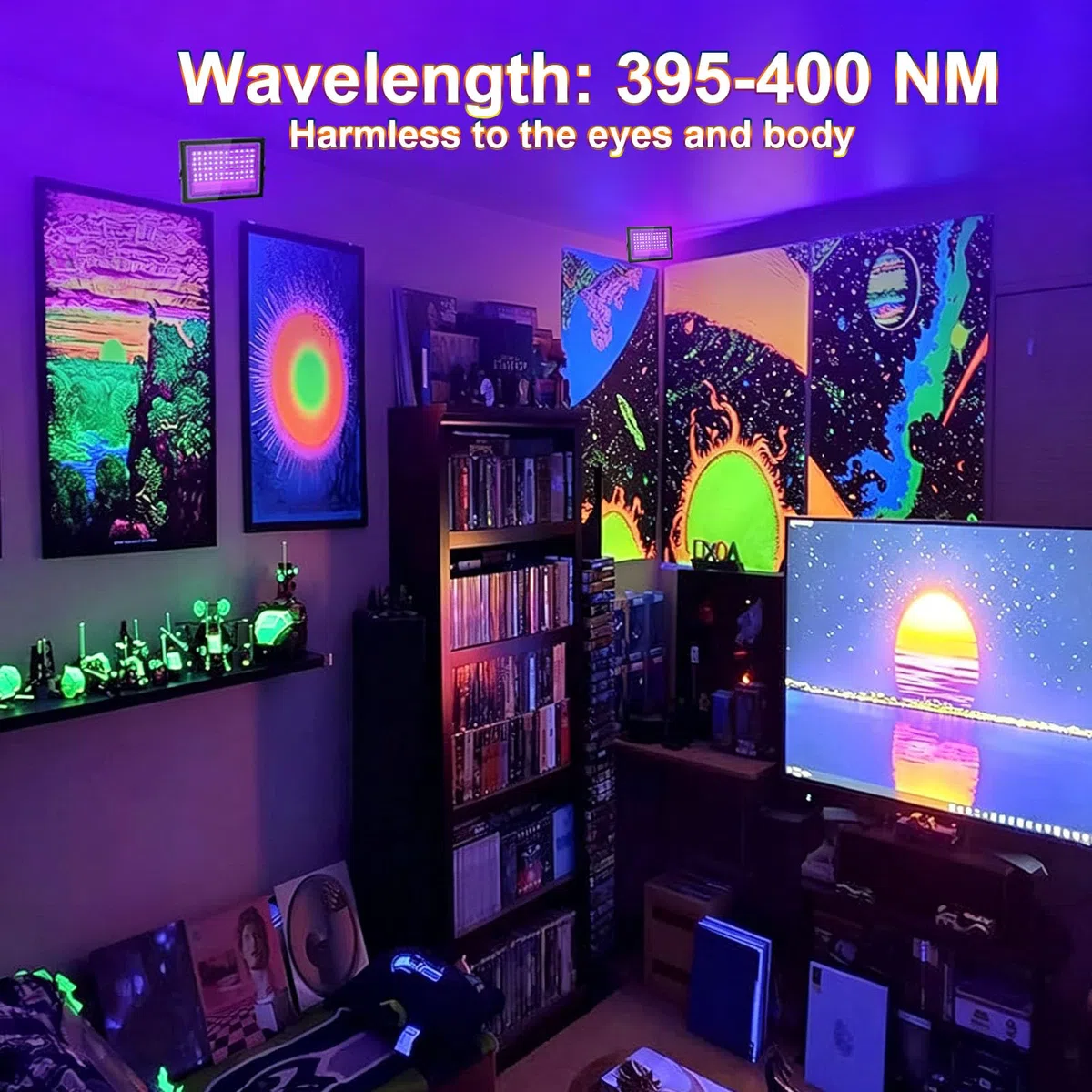 Faretto UV LED 100W, IP66 Impermeabile Luce Nera, 395-400NM LED Luce Nera UV con 1,5m Spina Interruttore per Halloween, Pittura Del Corpo, Poster Fluorescente, Bar, Acquario