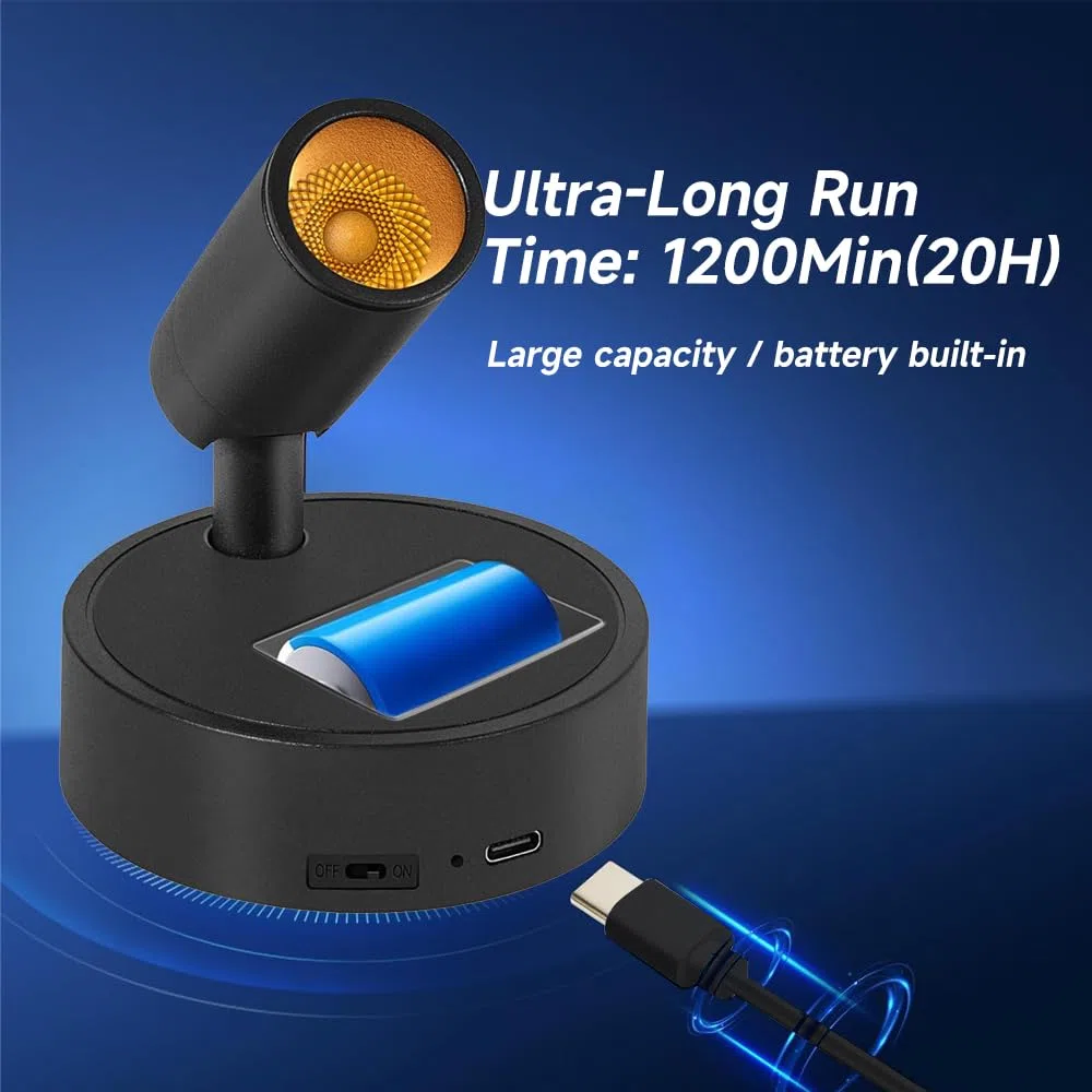 Faretto a LED Senza Fili, Lampada da Parete, Faretto Led Ricaricabile con Telecomando, FAretto a Batteria 3 Temperature di Colore, Dimmerabile, Funzione Temporizzazione, per Piante Artistiche