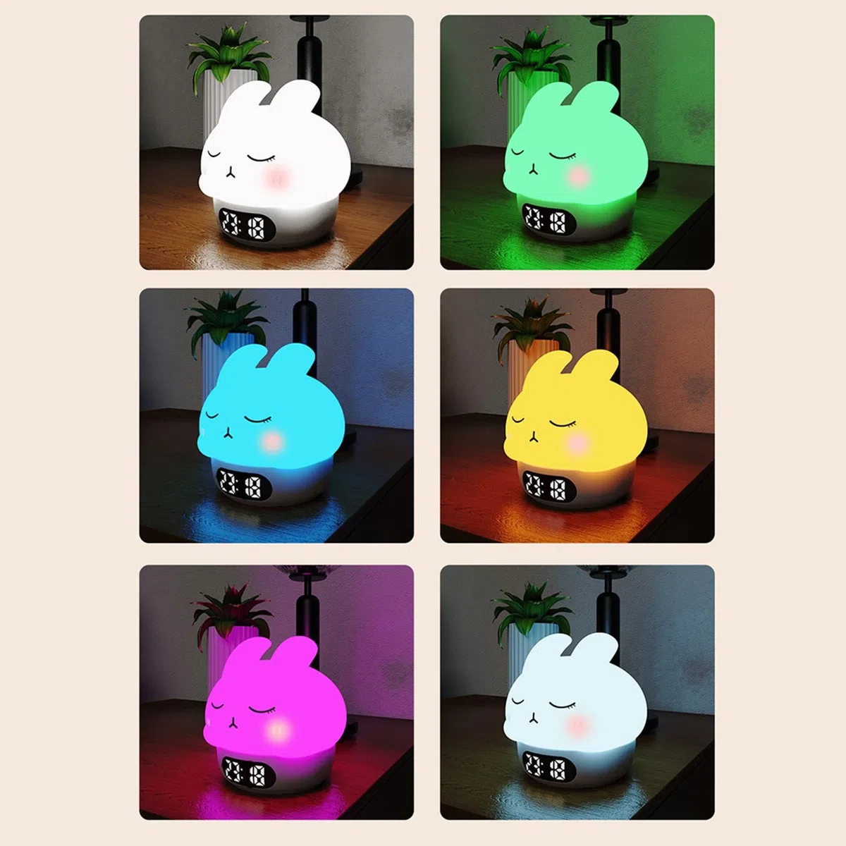 Sveglia coniglietto,Orologio coniglietto - Luce di pacca in silicone per conigli - Luce di pacca in silicone di coniglio, sveglia digitale coniglio, lampada sveglia divertente pa