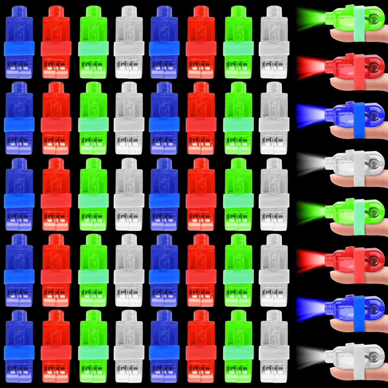 40 Pezzi Torcia a Led con Dita Colorate a Led, Anello a Dito Luminoso, Torce a Led da Agganciare Alle Dita, Torcia per Bambini, per Feste, Balli, Discoteche