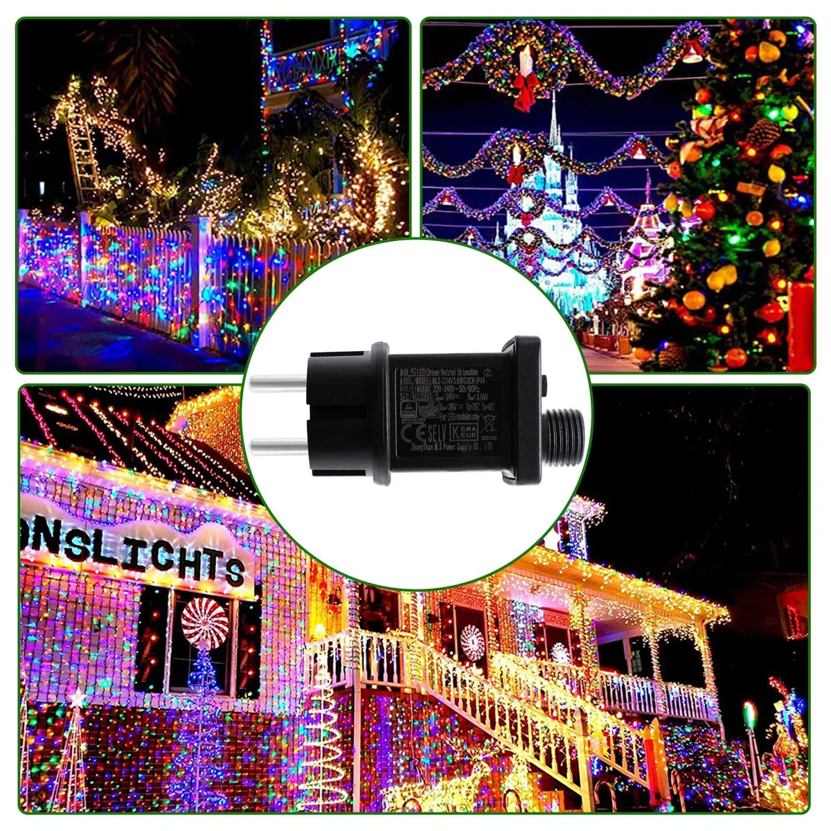 Alimentatore LED da 24 V 3,6 W, IP44, trasformatore LED a bassa tensione, adattatore di ricambio per luci natalizie, catene luminose