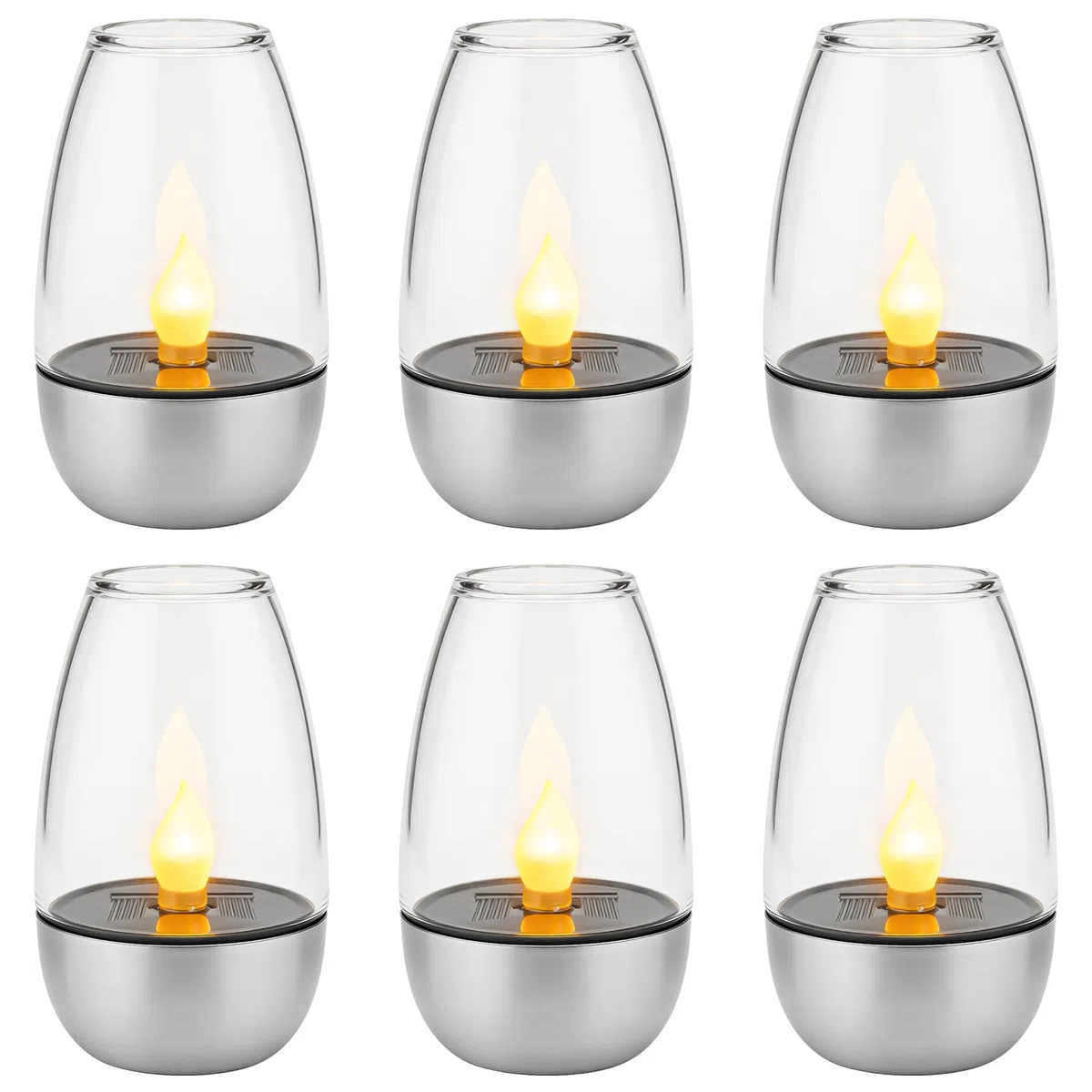 6 candele a LED a energia solare, per esterni, con fiamma a candela, per esterni, resistenti alle intemperie, per giardino, terrazza, balcone, decorazione, bianco caldo