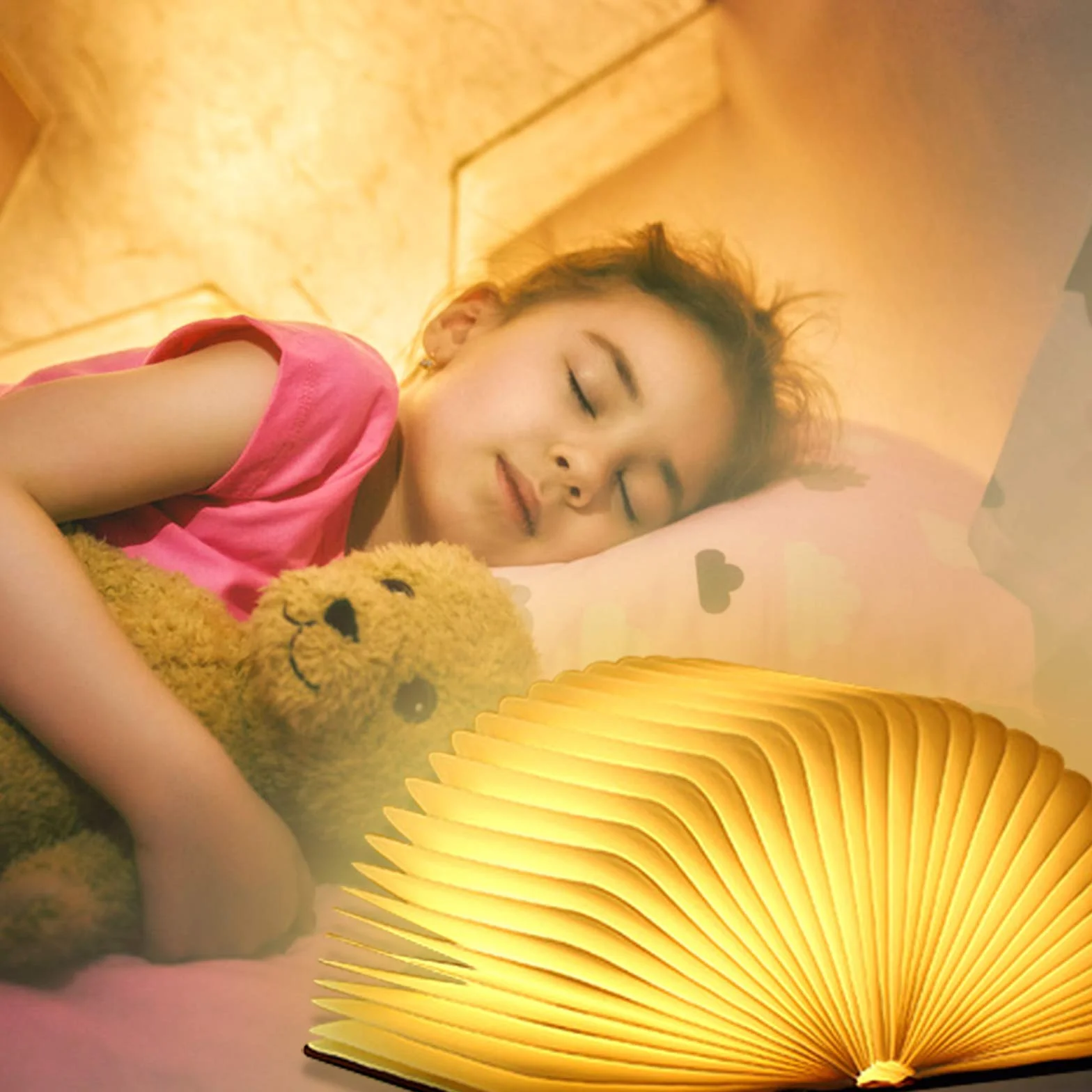 Lampada a LED, pieghevole, lampada da libro, luce illuminazione d'atmosfera, ricaricabile tramite USB, bianca calda, notturna, comodino per bambini, fidanzata, regalo la casa