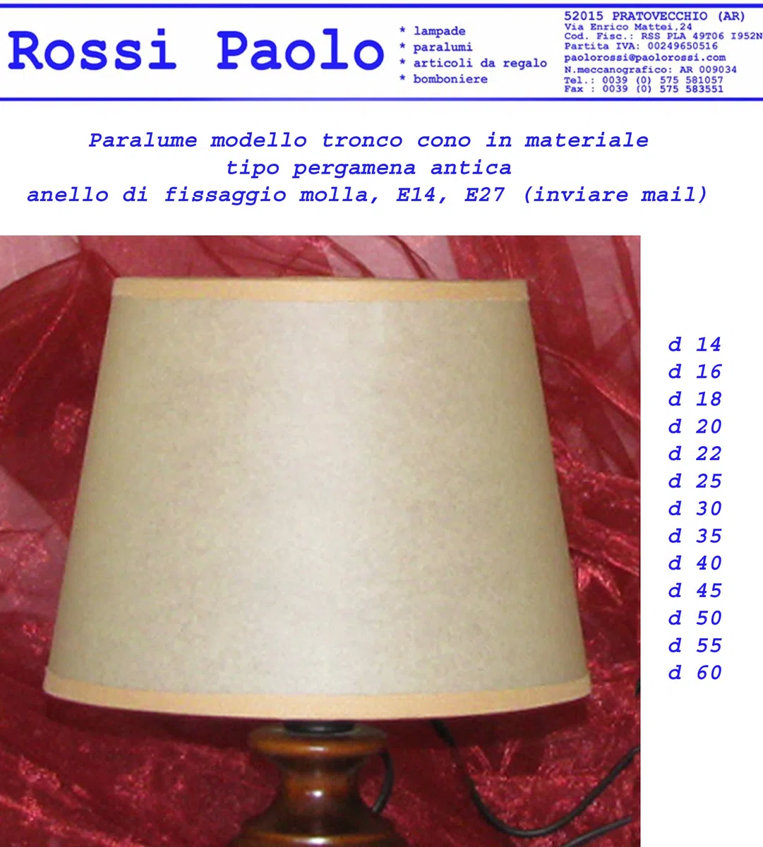 Paralume paraluce tronco cono in finta pergamena antica - produzione propria - made in Italy (d 25)