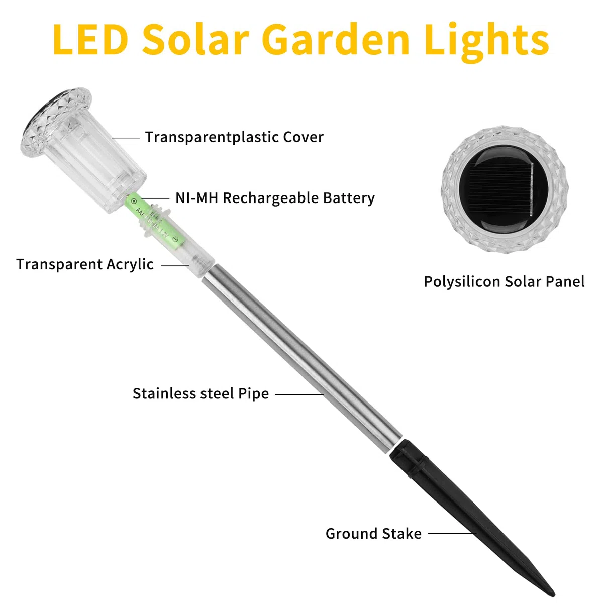 Luci Solari da Giardino a LED–Lampade Solari da Esterno (Set da 6)–Illuminazione Solare da Giardino Bianco Caldo–Decorazione Solare da Giardino Impermeabile IP44 per Prati, Ambienti Esterni e Giardini
