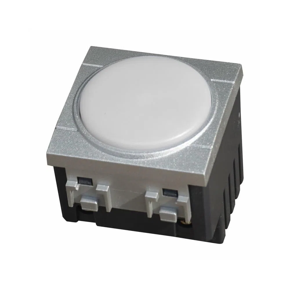 Lampada segnapasso LED da incasso 2 moduli con tasto click ON/OFF, luce bianca naturale 4000K, compatibile BTicino Living, grigio