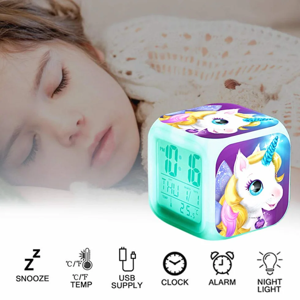 Sveglia Digitale Da Comodino Per Bambini - Sveglia Con Luce Notturna - Led 7 Colore Sveglia Leone Animale Wake Up Light Alarm Clocks Regalo Di Compleanno Per Ragazzi E Ragazze(A248)