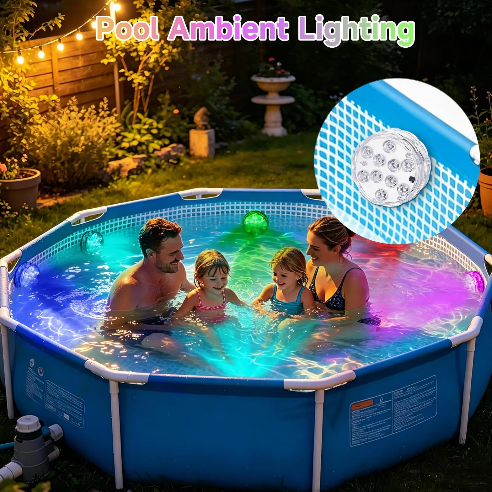 KATELUO Luci Piscina Fuori Terra, Luce Led Sommergibili Mini RGB Multicolore LED Lampadine Luce Subacquea con Telecomando, IP68 Impermeabile Luci per Piscina per Vasca da Bagno, Acquario, Piscina