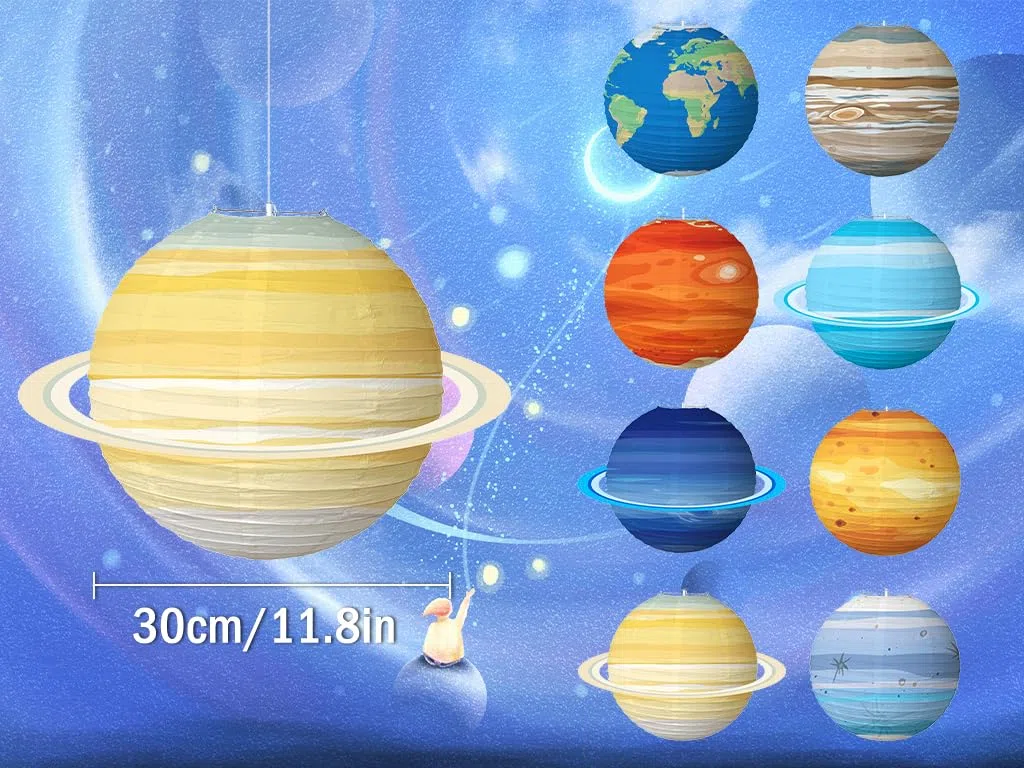 8Pcs Lanterna di Carta del Pianeta,Lanterne di Carta Pianeta,Decorazione Lanterna Pianeta,Pianeti Lanterne di Carta,Pianeti Lanterna Decorare le Feste a Tema dello Spazio e Feste di Compleanno