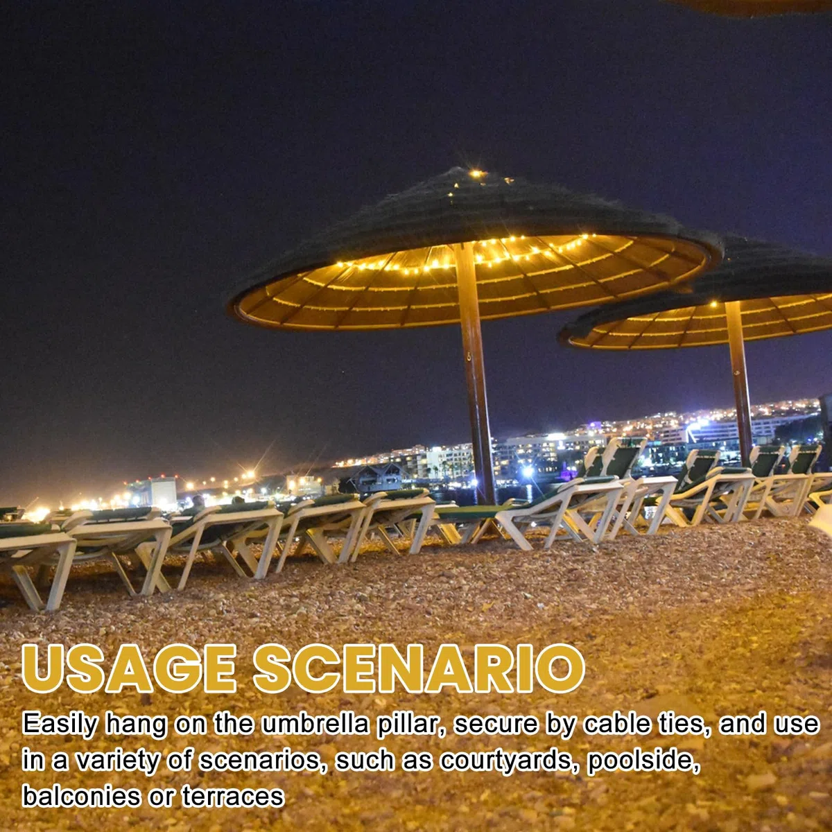 BORDEAG Catena luminosa solare per ombrellone, 104 LED, luci per ombrelloni con telecomando, esterno