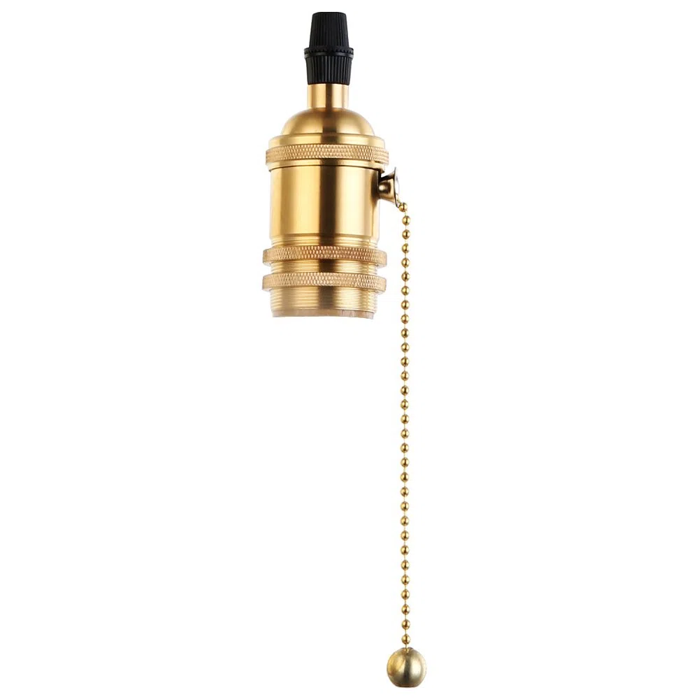 E27 oro base della lampadina del supporto dello zoccolo della lampada con l'interruttore di canale Retro Antico Edison luce ciondolo In ottone massiccio Luce Socket con Staffa per Lampade