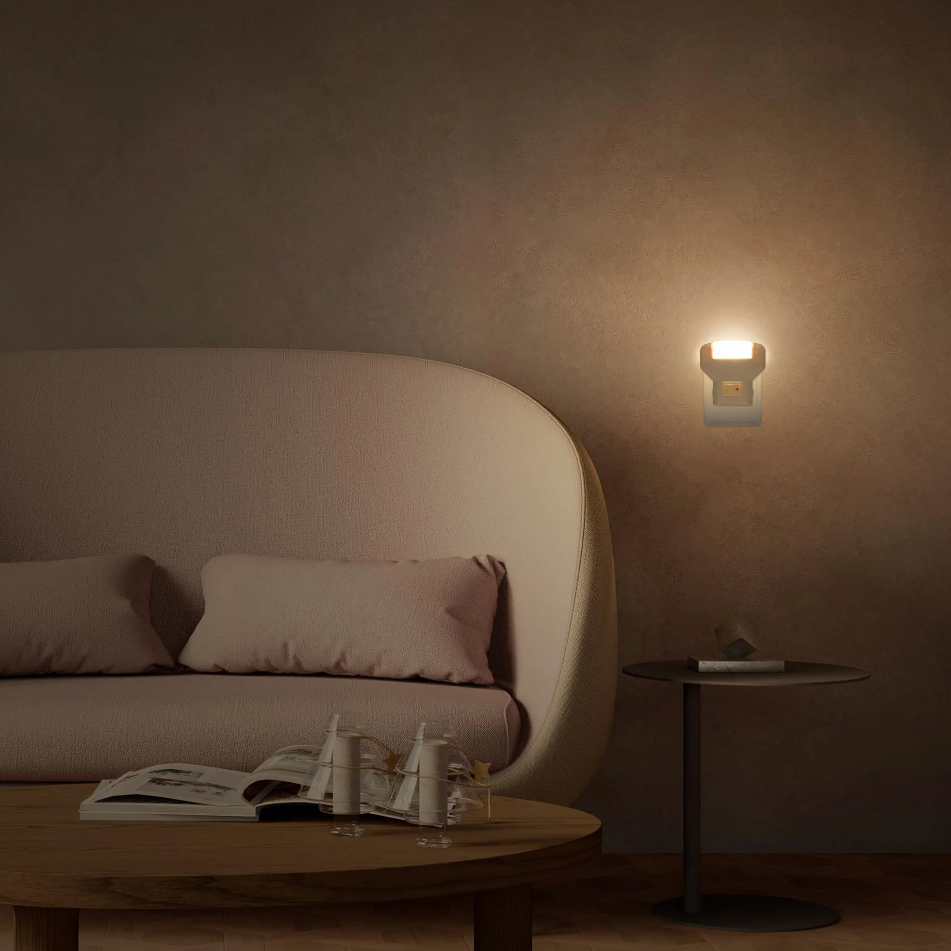 Annmore Luce Notturna LED da Presa, Luci Notte per Corridoio, Cameretta dei Bambini, Neonati, 1W, 3000K Bianco Caldo, con Interruttore (Moderno, 2)