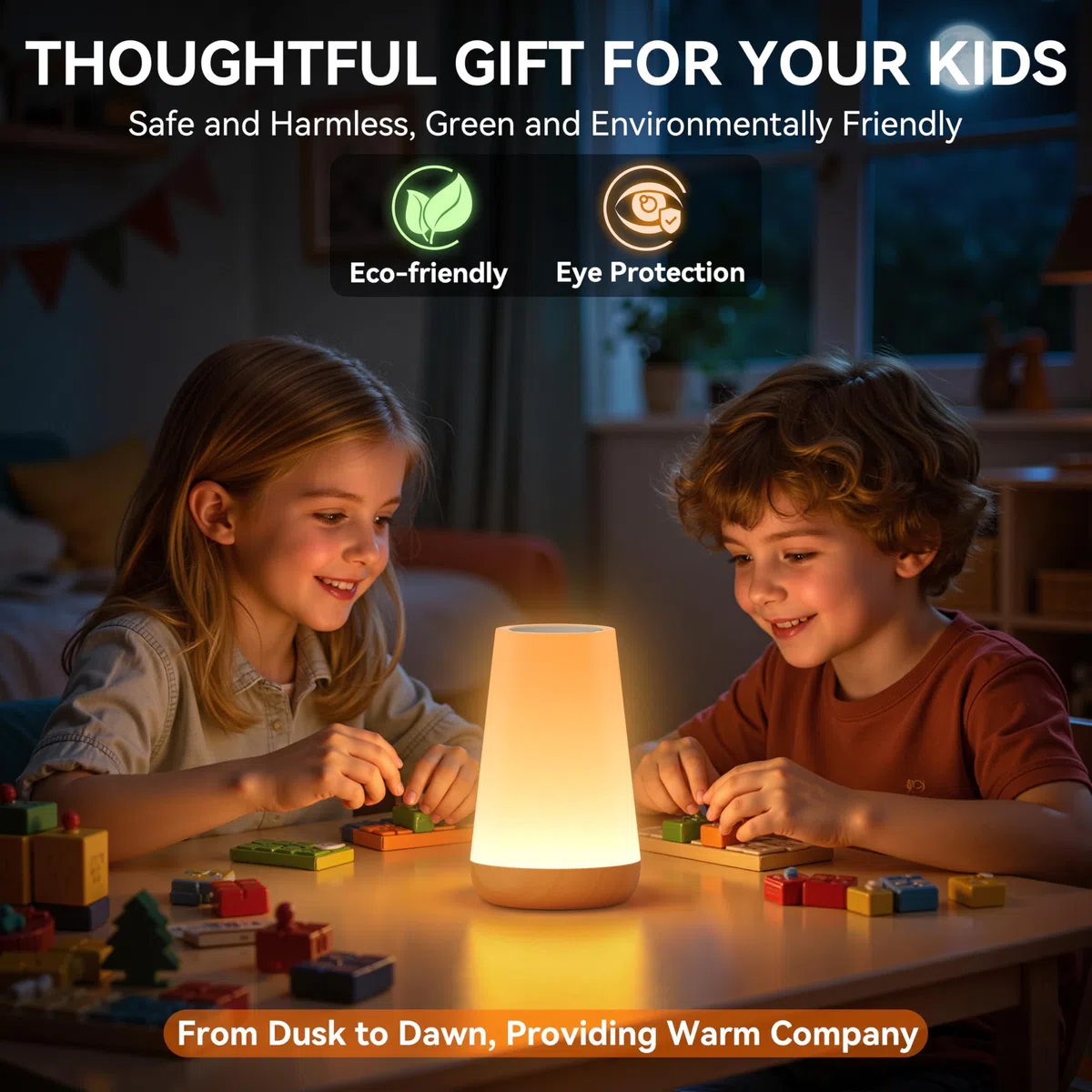 Auxmir Lampada da Comodino, Abat Jour da Comodino LED Colorata con 13 Colori, Luminosità Regolabile e 5 Modalità, Touch e Telecomando, 2500mAh Ricaricabile, Luce Notturna Bambini per Camera da letto