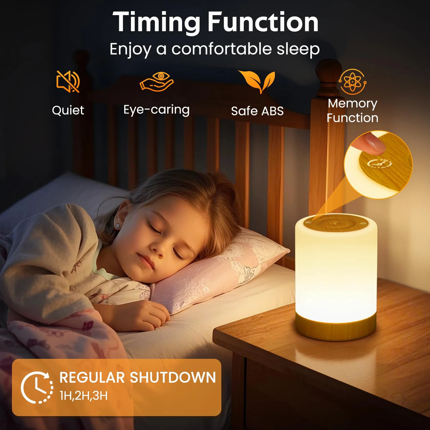 Lampada da Comodino Senza Fili Touch Dimmerabile, 5 Modalità 256 RGB e Blanco Cálido Luce Notturna Bambini Neonato, Lampade da Tavolo Ricaricabili USB con Timer, LED Lampada Camera da Letto