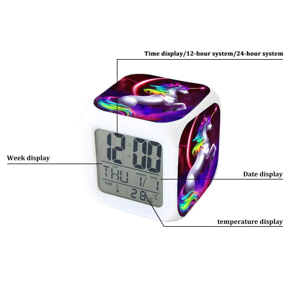 Sveglia Digitale Da Comodino Per Bambini - Sveglia Con Luce Notturna - Led 7 Colore Sveglia Leone Animale Wake Up Light Alarm Clocks Regalo Di Compleanno Per Ragazzi E Ragazze(A248)