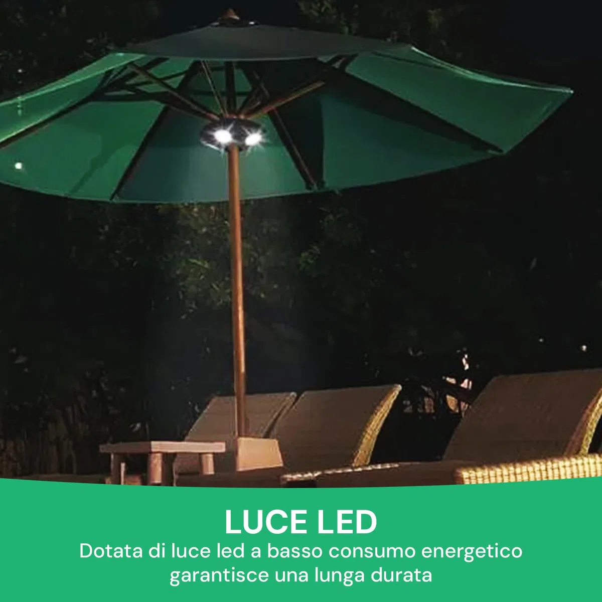 Avilia Lampada a LED per Ombrellone da Giardino - Ideale per Illuminare le tue Serate in Terrazzo o Giardino - Realizzate in Materiali Resistenti e Regolabile in Altezza e Inclinazione