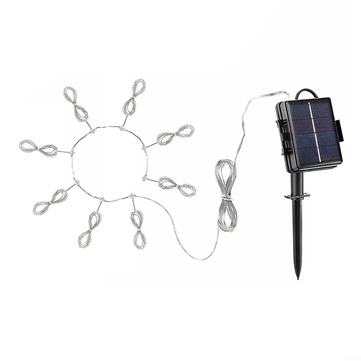Luci solari a LED per ombrellone, da giardino, patio, ombrello, 6 modalità, 104 LED, striscia luminosa per ombrellone da giardino, tenda da campeggio (bianco caldo)