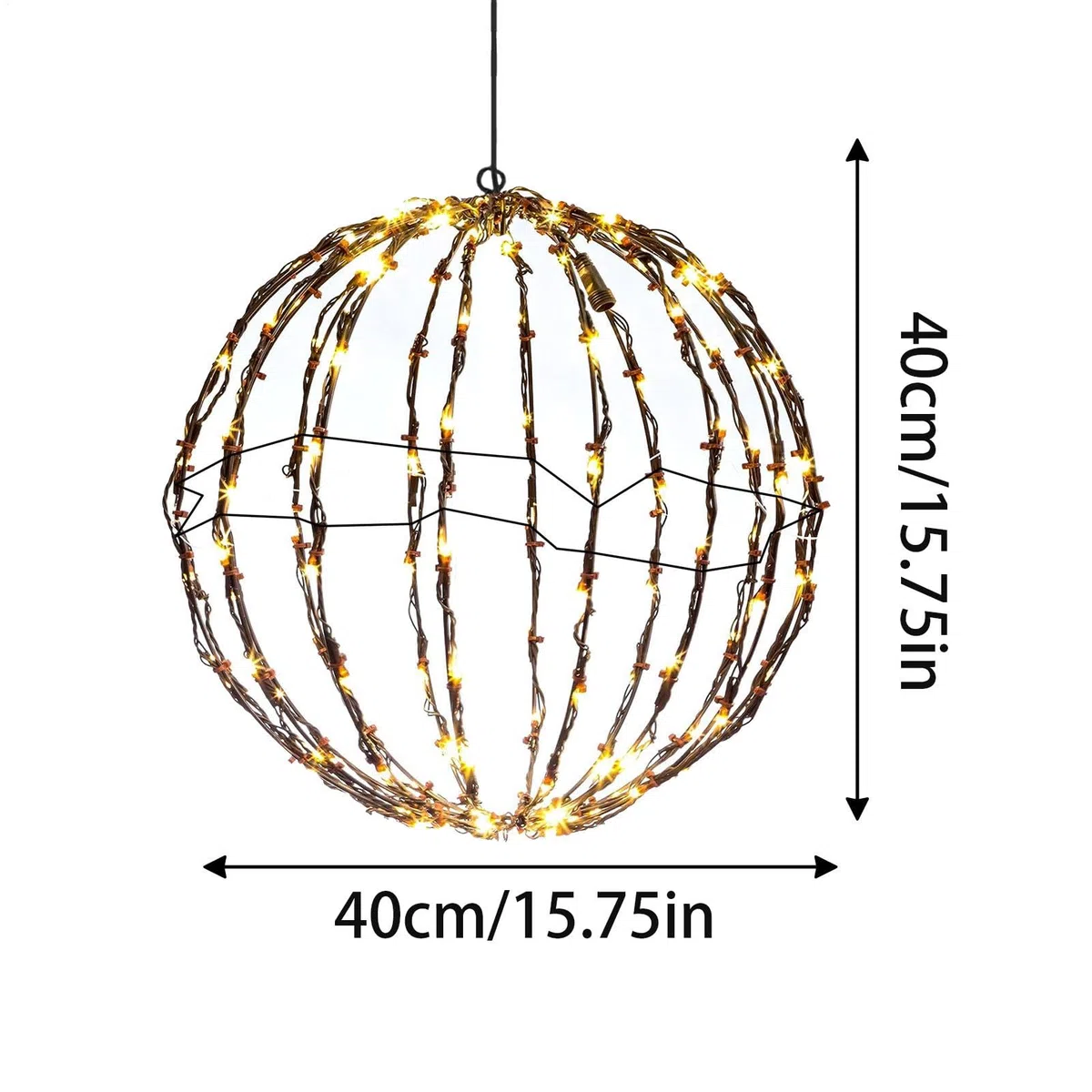 Zibeem Luci A Sfer a Di Natale, Illumina La Sfer a Di Natale Sospesa, Palla Luminosa A LED Sospesa Ornamento Pieghevole In Metallo Con Luci, Lucine Per Il Balcone Della Stanza Interna