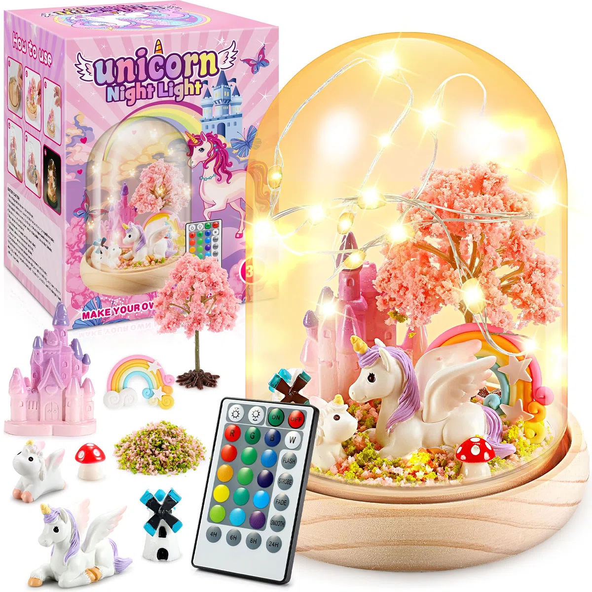 Dislocati Unicorno Artigianale Giocattoli Set Decorativi Fai da Te, 16 Colori + 4 modalità di Luce, Regalo Unicorno per Bambina da 3 A 10 Anni