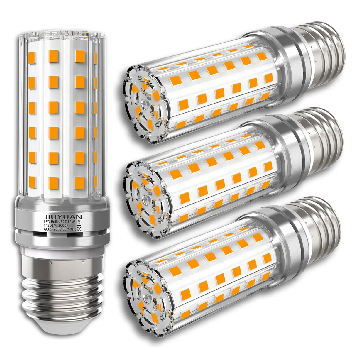 4 Pezzi 12W LED E27 Lampadine LED di mais, 100W equivalenti a incandescenza, Luce Bianca Calda 3000K 1450LM, CRI>80+, non dimmerabile, Nessun Sfarfallio, Edison mais Lampadina
