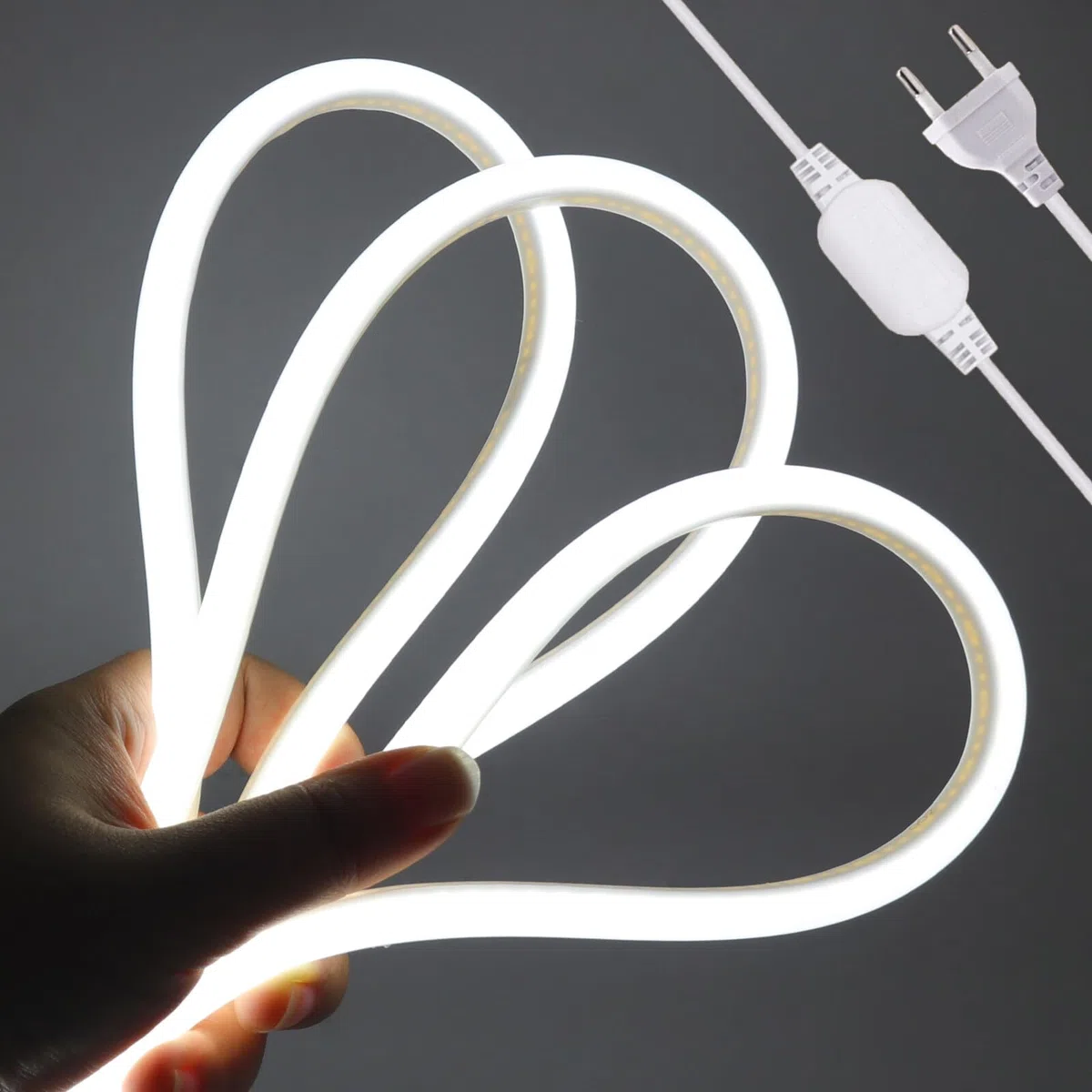 Striscia LED COB 220V, flessibile impermeabile IP65, striscia neon LED FCOB 288 LED/m CRI90+, tagliabile ogni 50 cm, illuminazione luminosa a 270° [2M, luce bianca 6000-6500K]