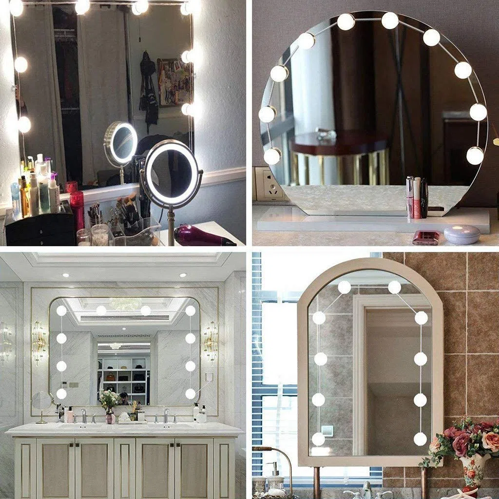 Luci Da Specchio, Kit Luci per Specchio Stile Hollywood per Trucco 10 Lampadine LED Dimmerabili Lampada da Specchio Cosmetico Lampada da Bagno, LED Luce Dello Specchio Con spina