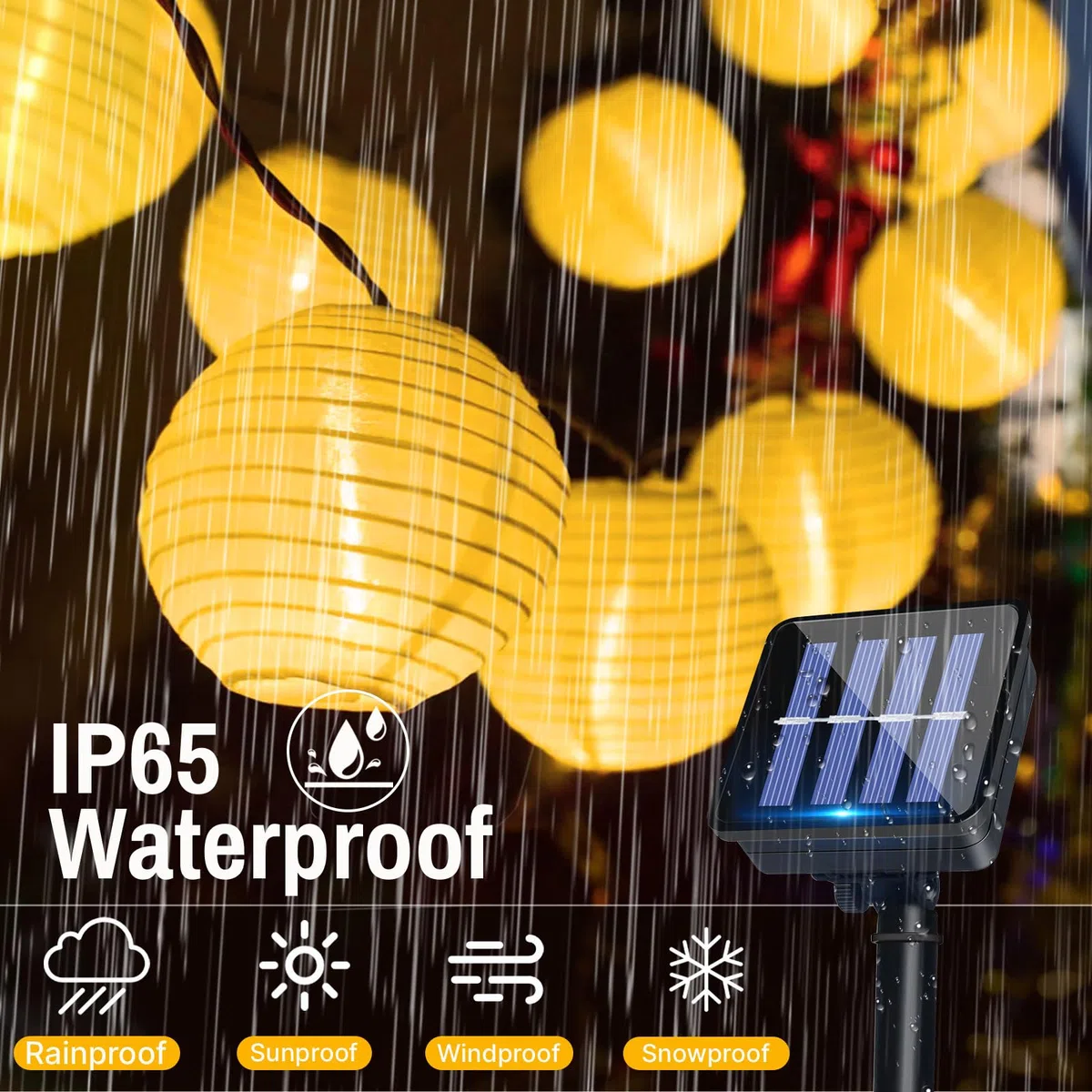 Catena Luminosa Esterno Solare Lanterne, 8M 30LED Luci Solari Esterno Lanterne, 8 Modalità IP65 Impermeabile Decorative Stringa di Luci per Giardino, Balcone, Patio, Natale, Festa (Bianco Caldo)