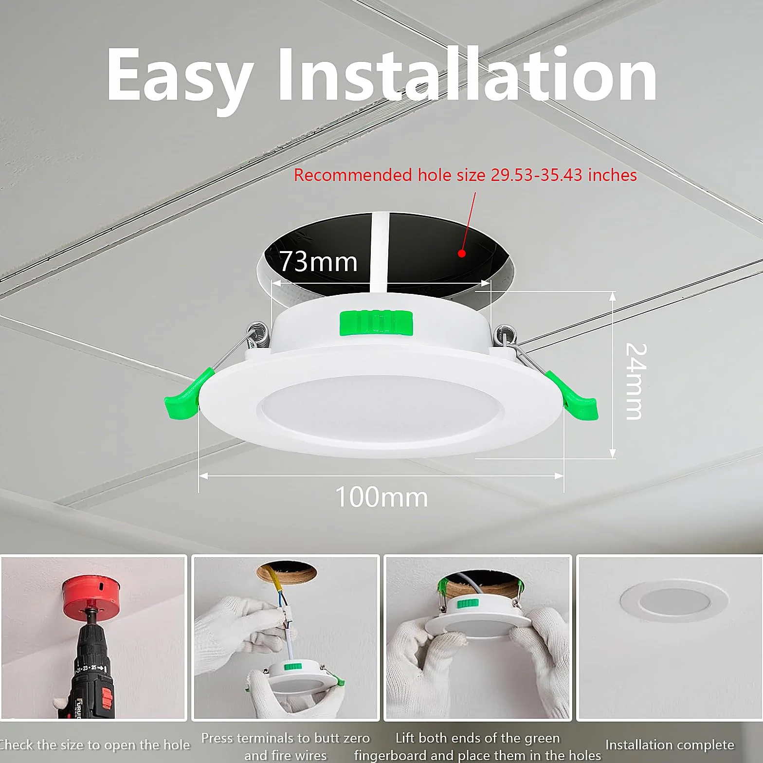 74 – 90 mm, faretto da incasso a LED, 6 pezzi, 7 W, dimmerabile, 75 mm, 220 V-240 V, IP44, per bagno e cucina, 2700 K/4000 K/6500 K, bianco
