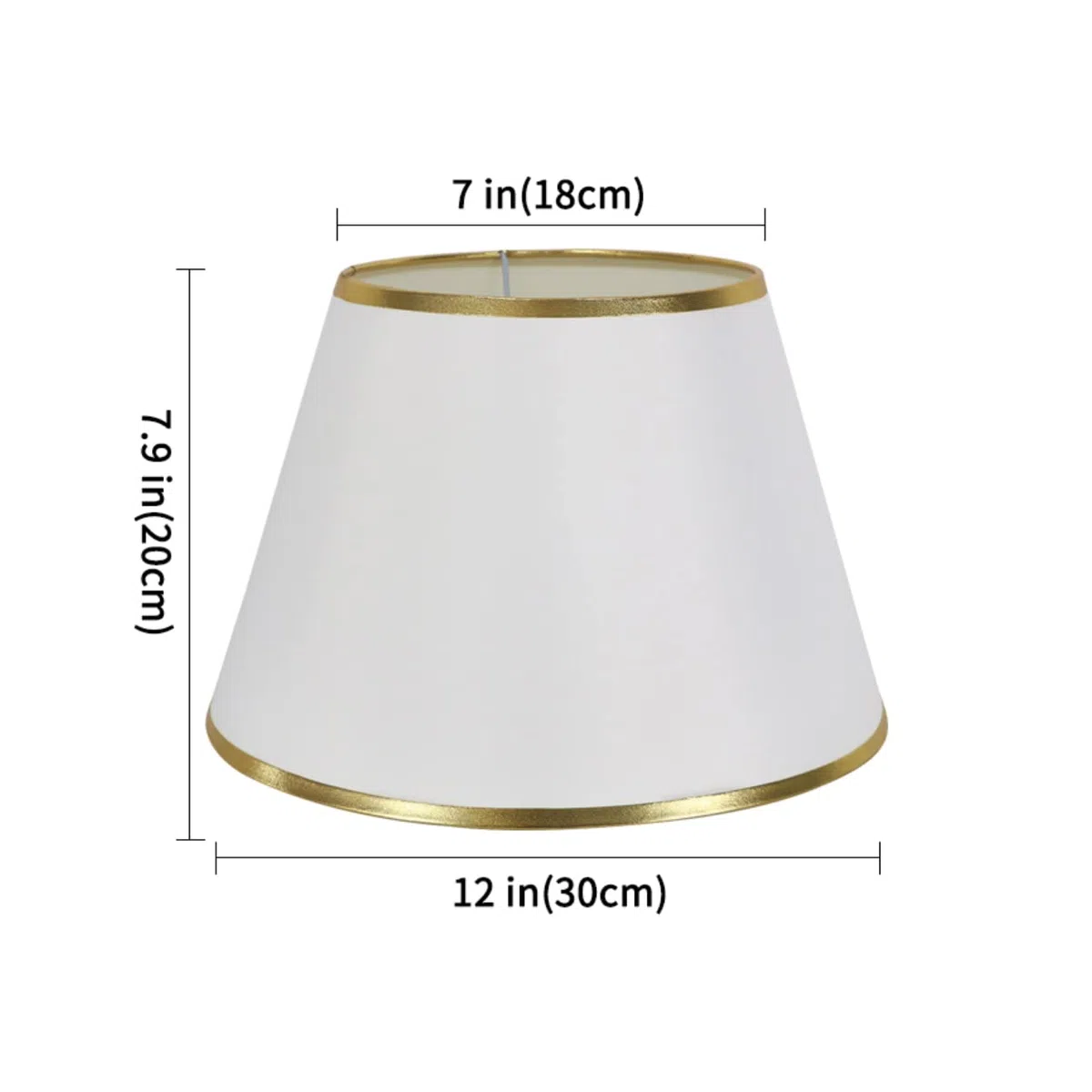 DULEE 11.8" E27/E14 Screw Paralume da Tavolo Tessuto Fatto a Mano Paralumi da Terra,Semplice Lampada da Tavolo,Paralume da Comodino,(Top)18cm x (Height)20cm x (Bottom)30cm,Bianco con finiture dorate
