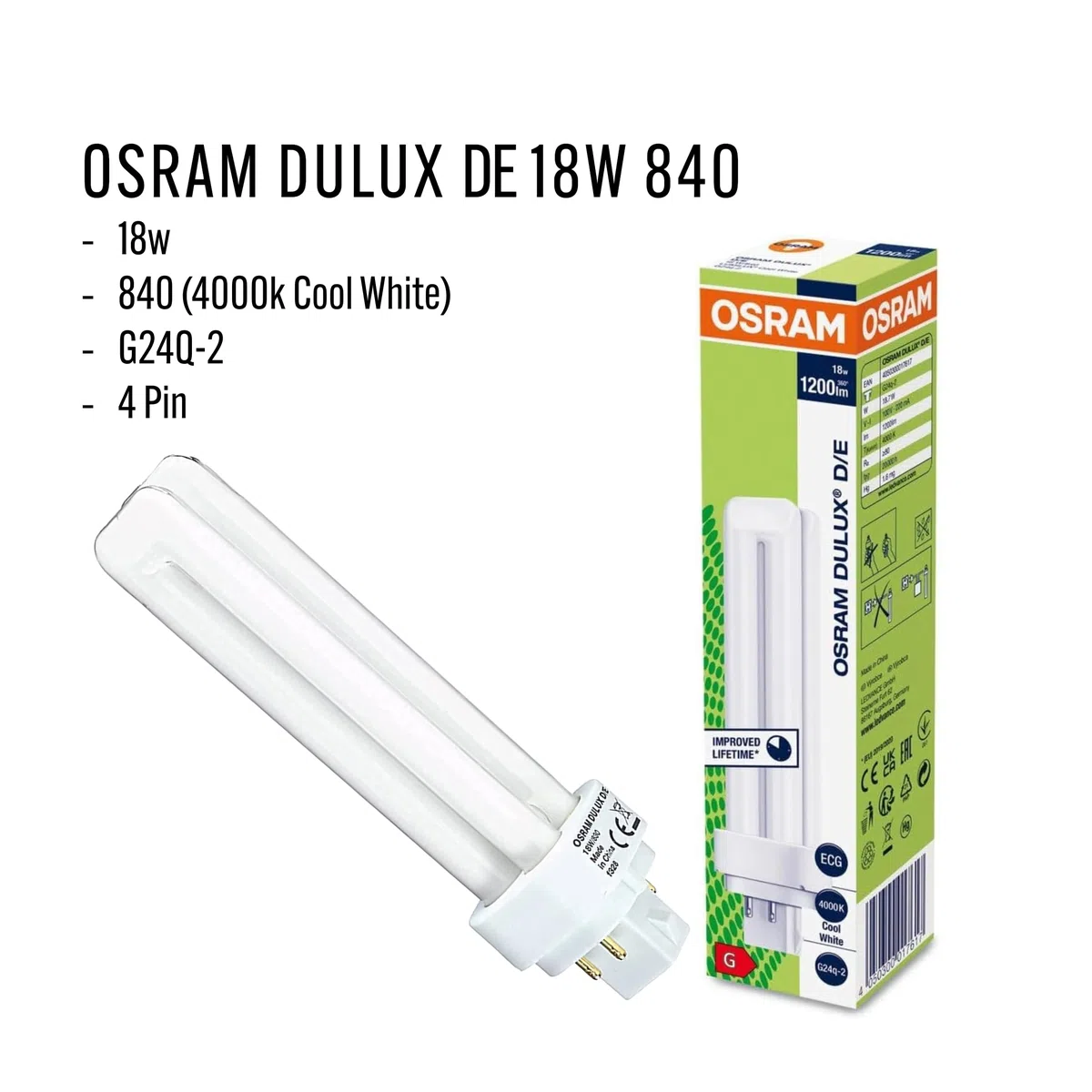 Osram Dulux D/E 18W/830 Lampada fluorescente compatta