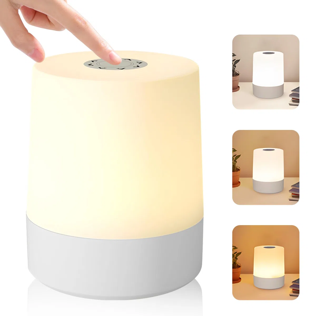 Journeyside Lampada da Comodino LED Touch, Mini Luce Notturna Bambini Senza Fili e 3 Modalità con Funzione di Memoria, Dimmerazione Continua, Lampada LED per Cameretta, Soggiorno,Camera da Letto