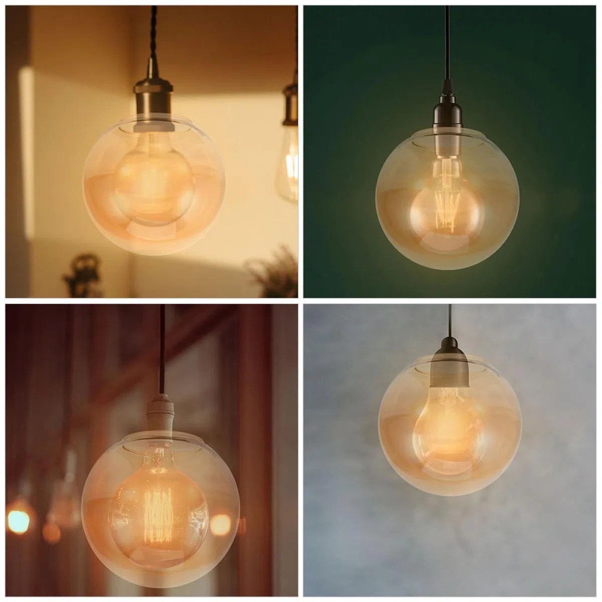 SHINEOFI Paralume Vetro Sfera Ambra 150 MM Diametro Foro 70 MM per Lampadari Ricambio Uso Interno