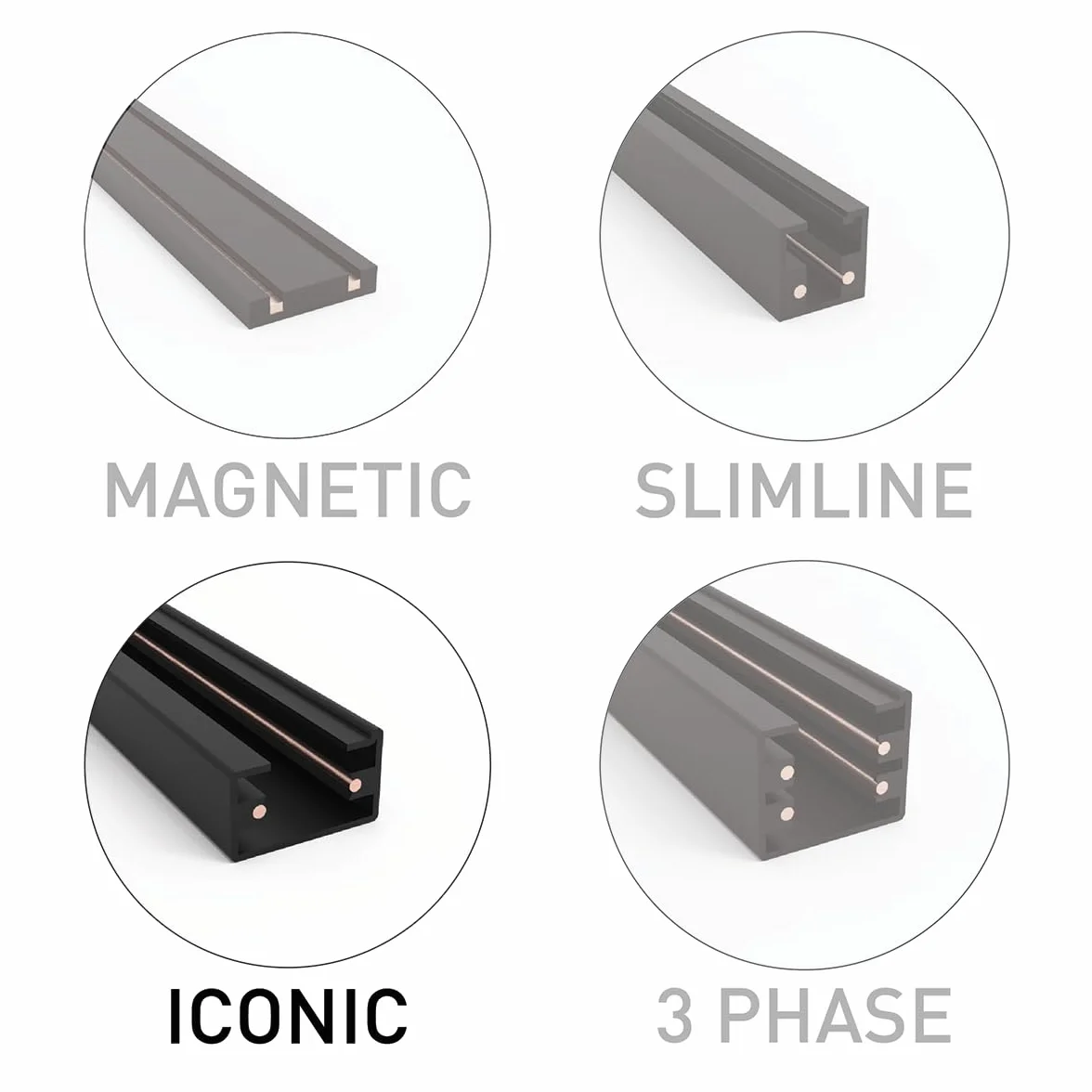 QAZQA Sistema di illuminazione a binario moderno monofase nero 50 cm Set di 2 - Iconic
