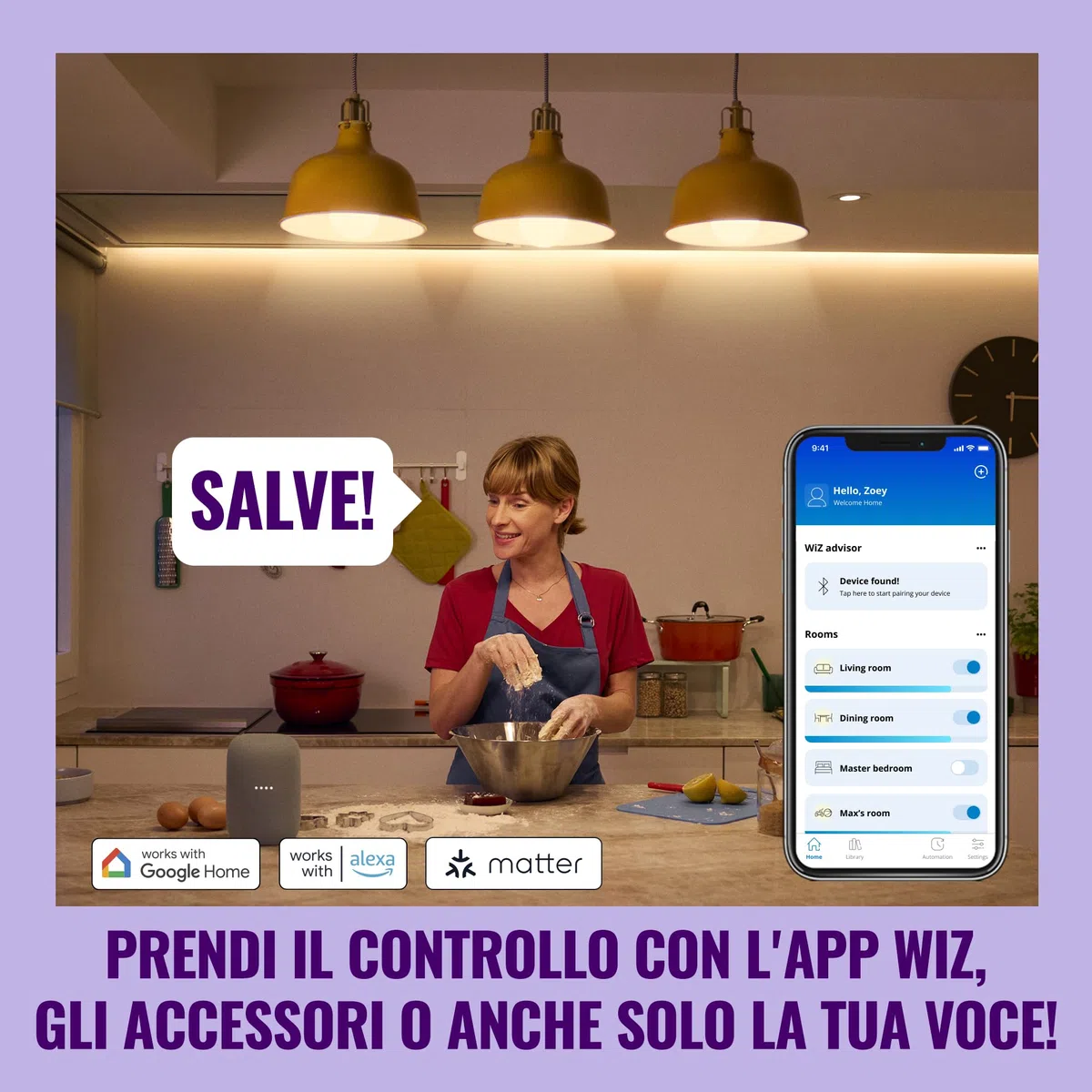 WiZ Lampada Smart LED A60, bianco Regolabile, attacco E27, 100 W, 2.200-6.500 K,1.521 lumen, intensità regolabile, compatibile con Alexa, Google Assistant e Apple Home, conf. da 1