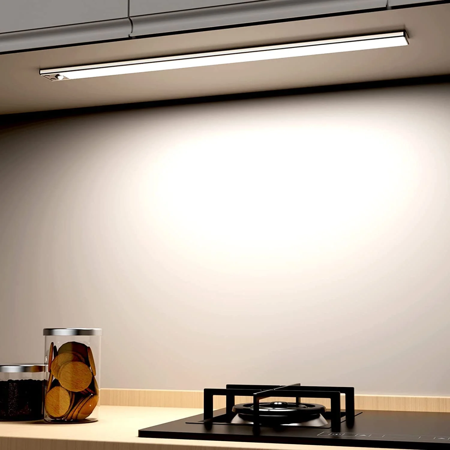 OUILA Luce Armadio LED, Armadio Led con Sensore di Movimento, 41CM Magnetica Ricaricabile Luce Led Sottopensile Dimmerabile Lampada per Cucina Scale Soggiorno Bagno Camere da Letto