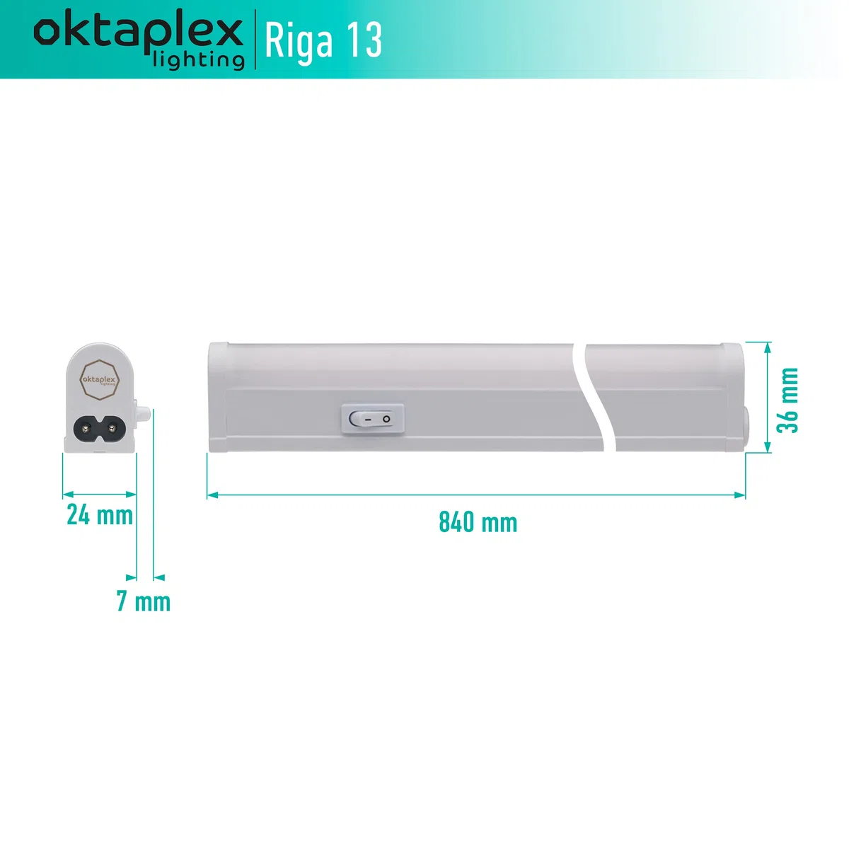 Oktaplex Riga LED sottopensile cucina 84cm bianco neutro 4000K striscia luminosa estensibile sottopensile 1270 lumen 12,7W con interruttore